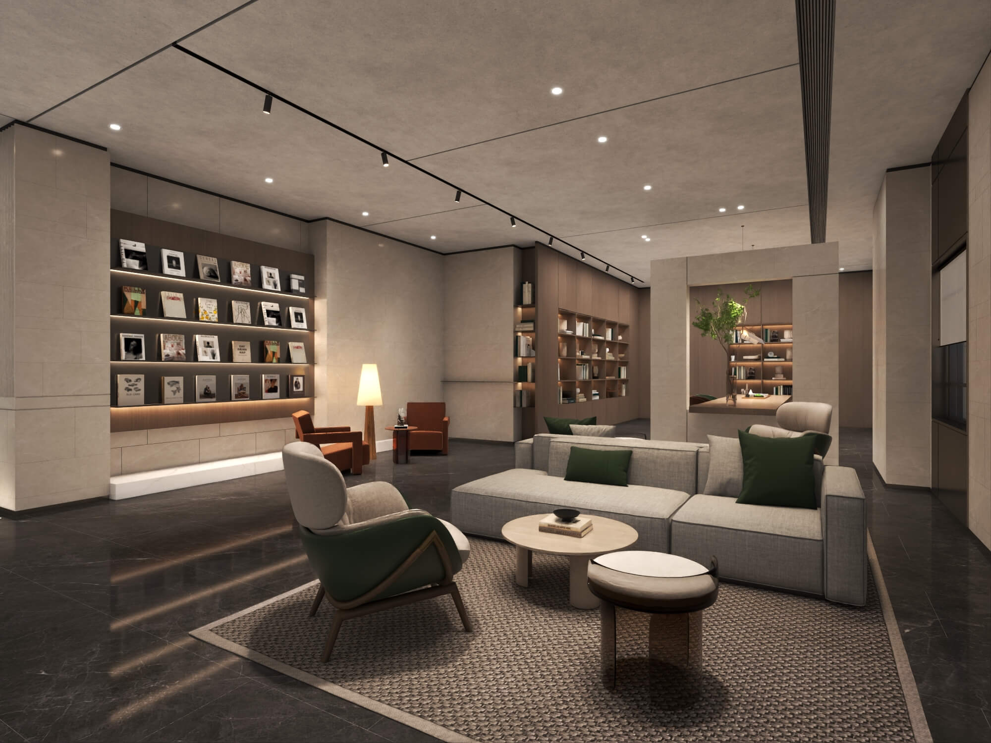 Modern Hotel Lobby Reception Interior Lowpoly 3D Scene 3D Model