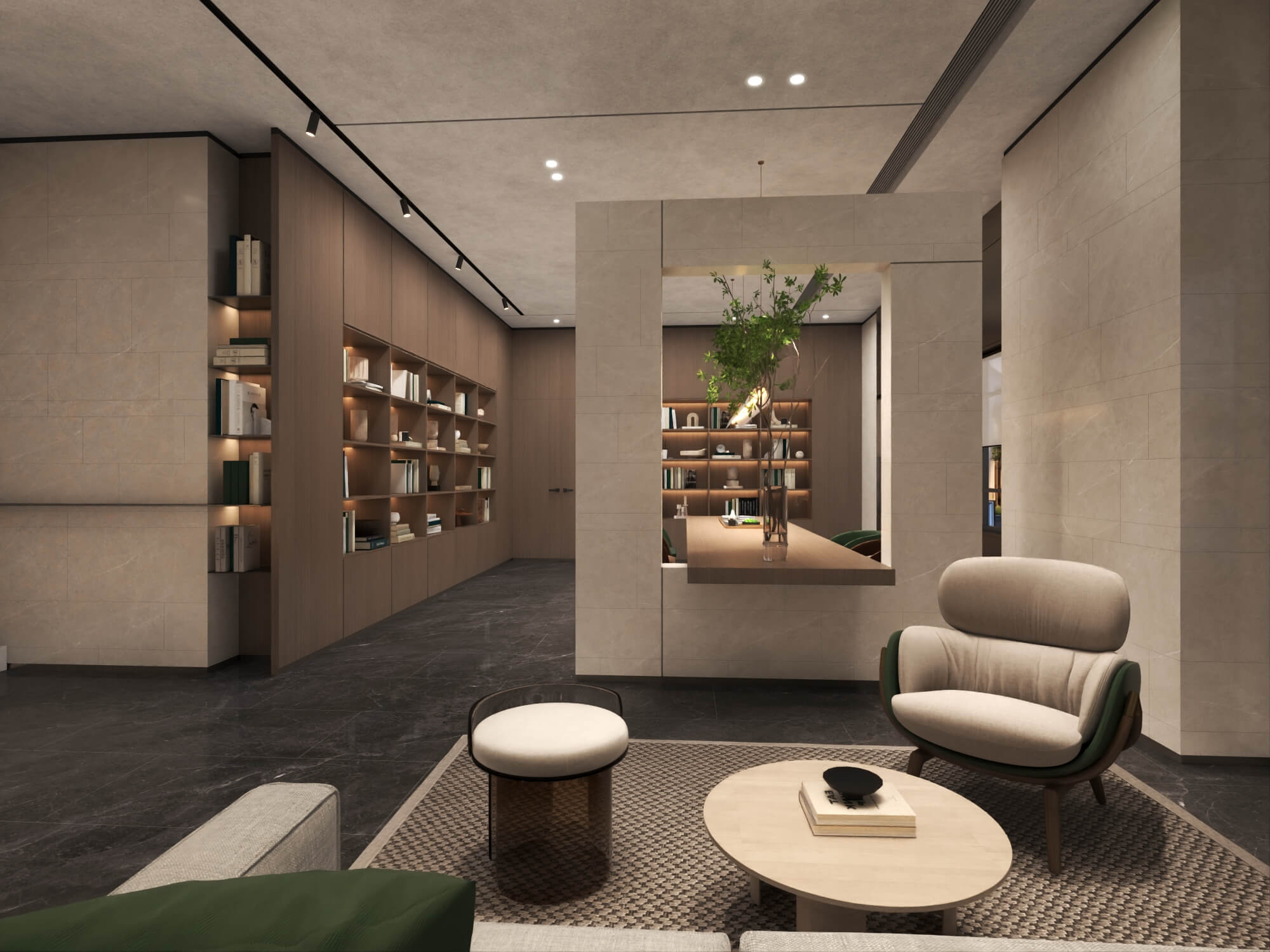 Modern Hotel Lobby Reception Interior Lowpoly 3D Scene 3D Model