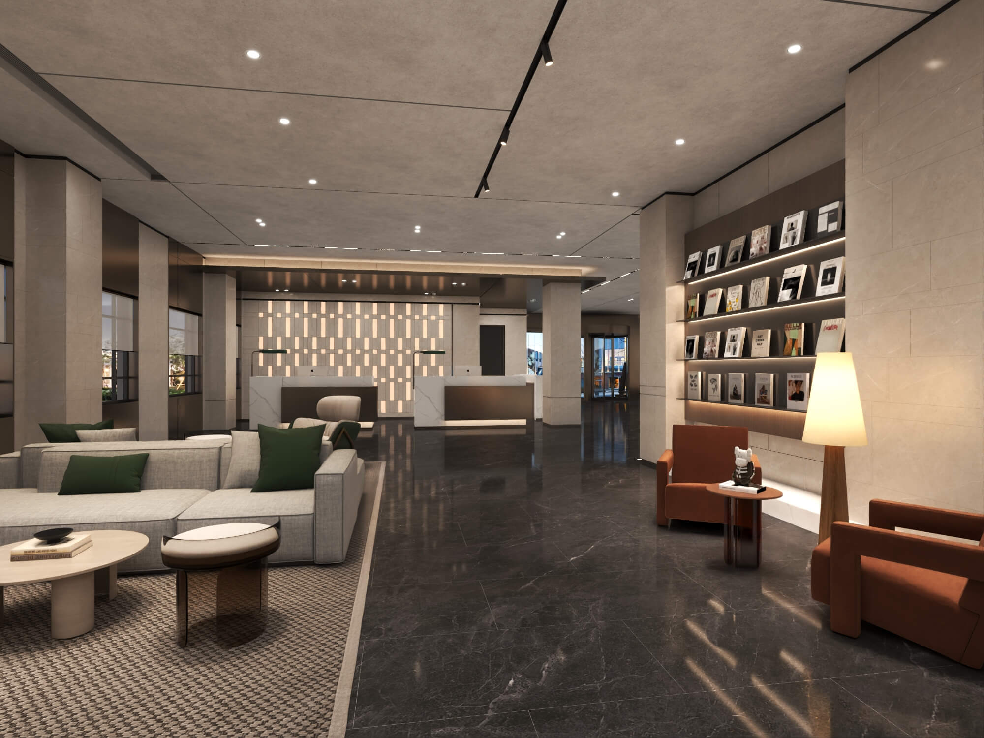 Modern Hotel Lobby Reception Interior Lowpoly 3D Scene 3D Model