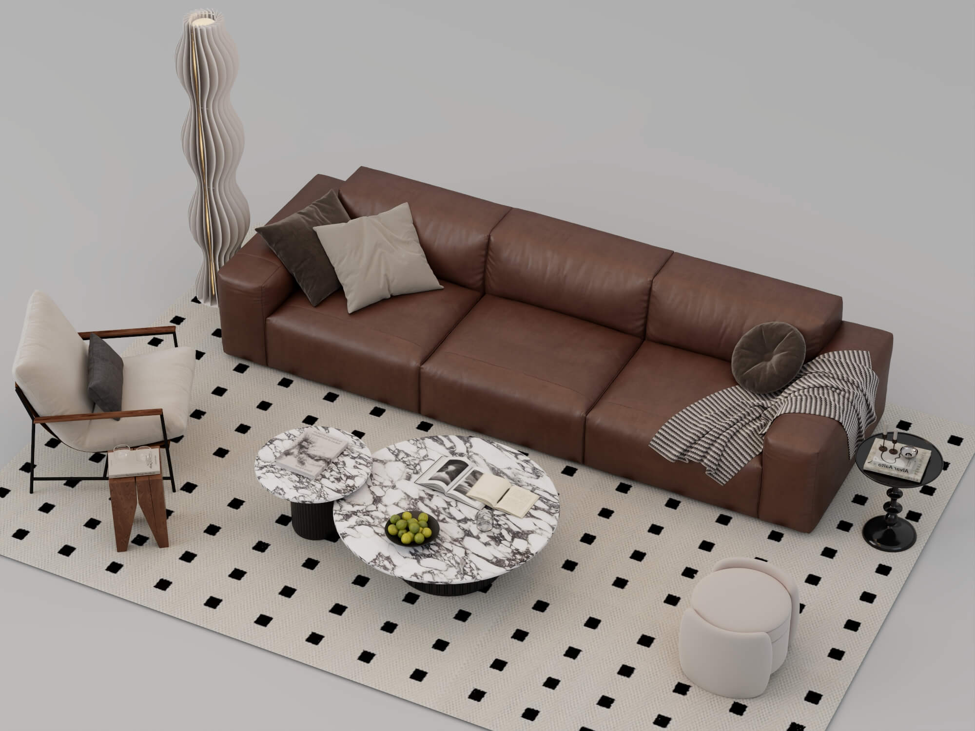 Modern Living Room Furniture Set 3D Model 3D Model