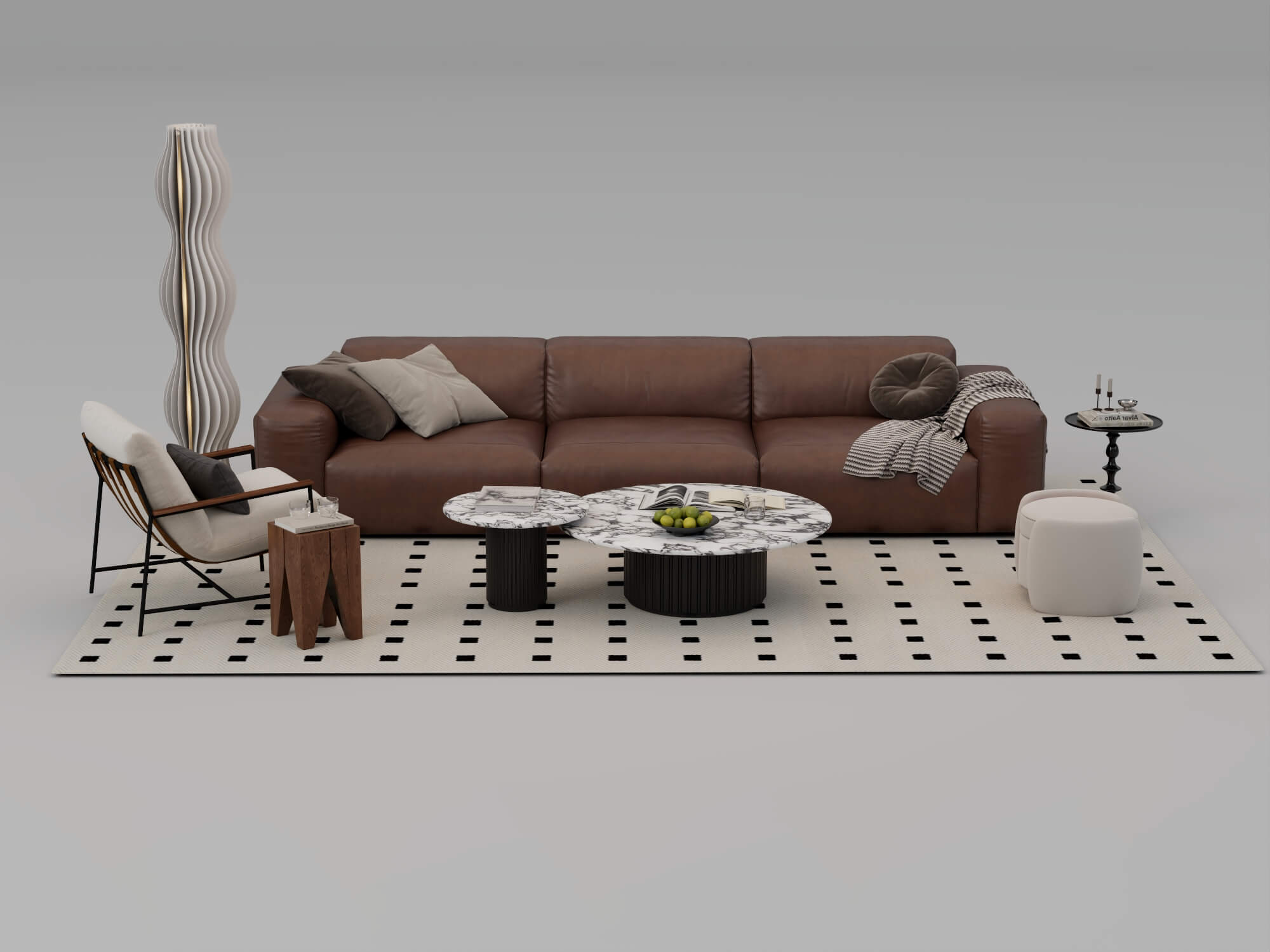 Modern Living Room Furniture Set 3D Model 3D Model