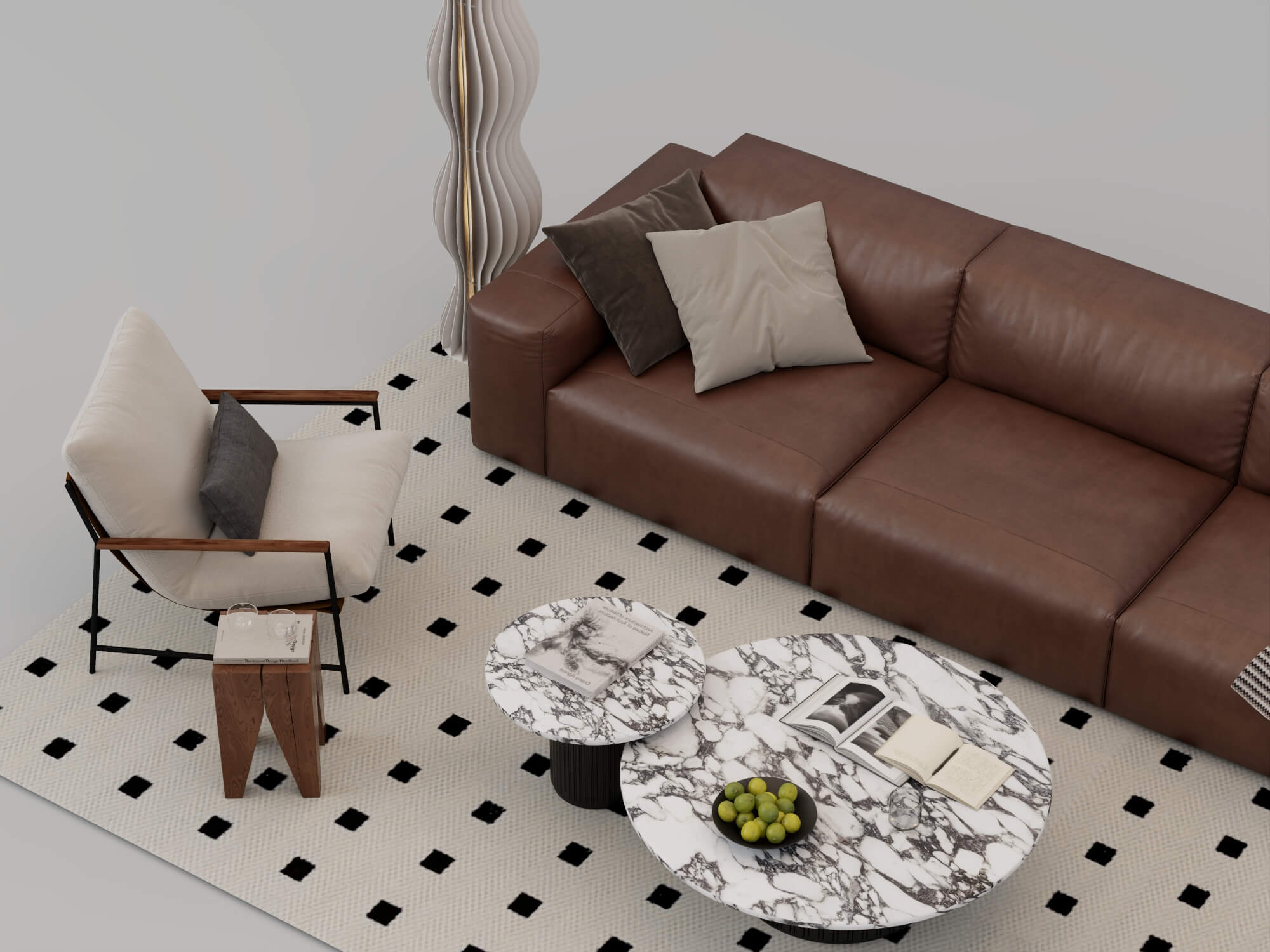 Modern Living Room Furniture Set 3D Model 3D Model