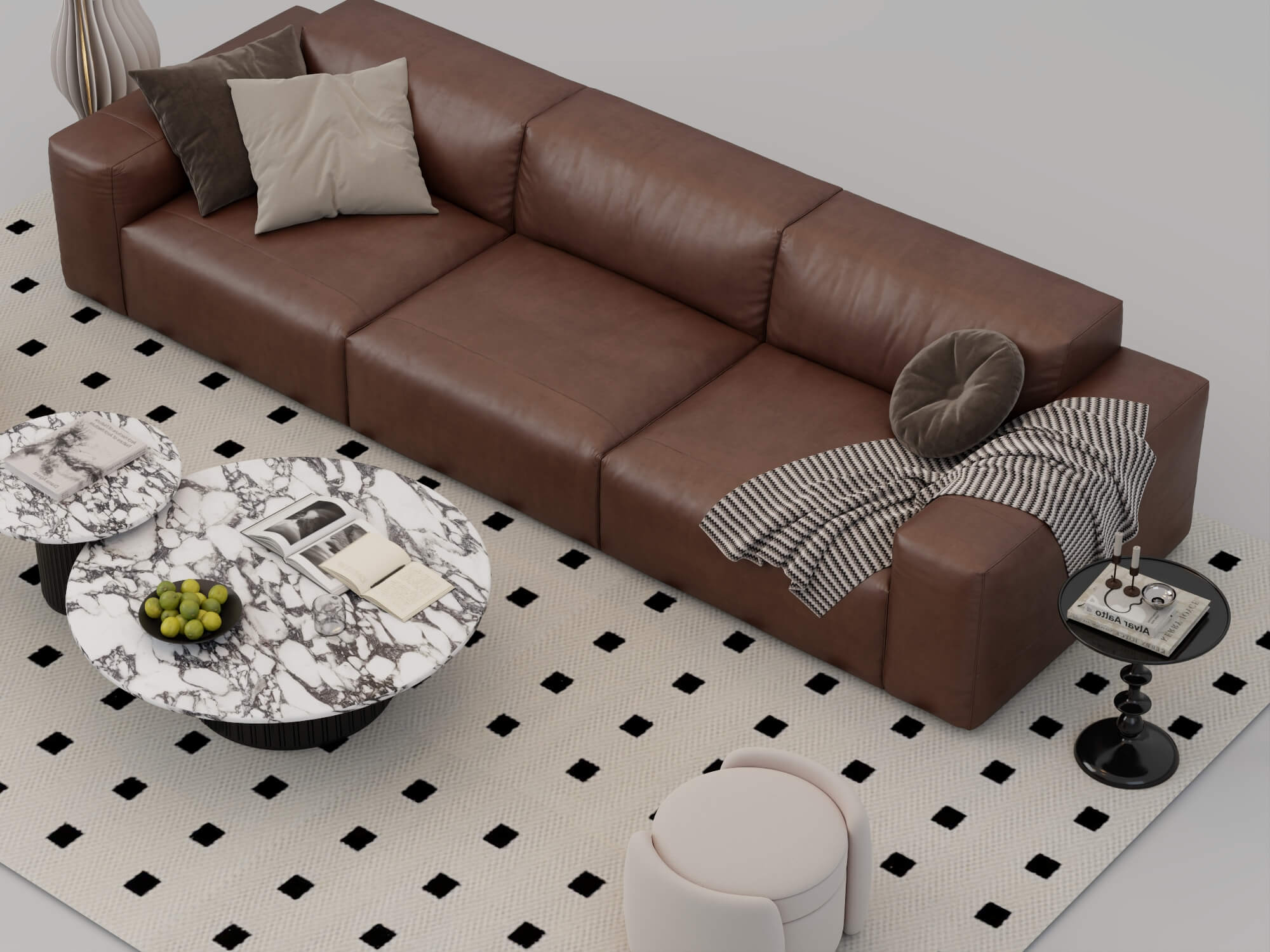 Modern Living Room Furniture Set 3D Model 3D Model
