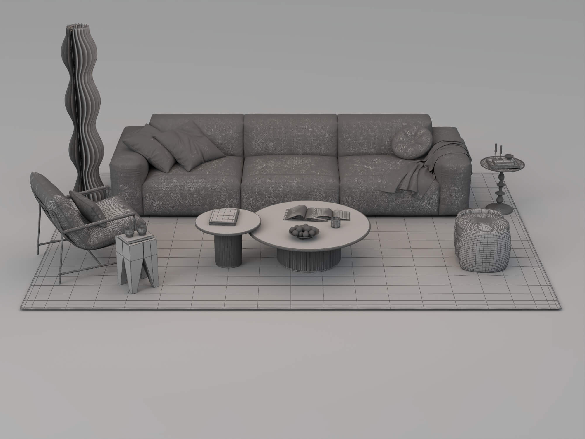 Modern Living Room Furniture Set 3D Model 3D Model