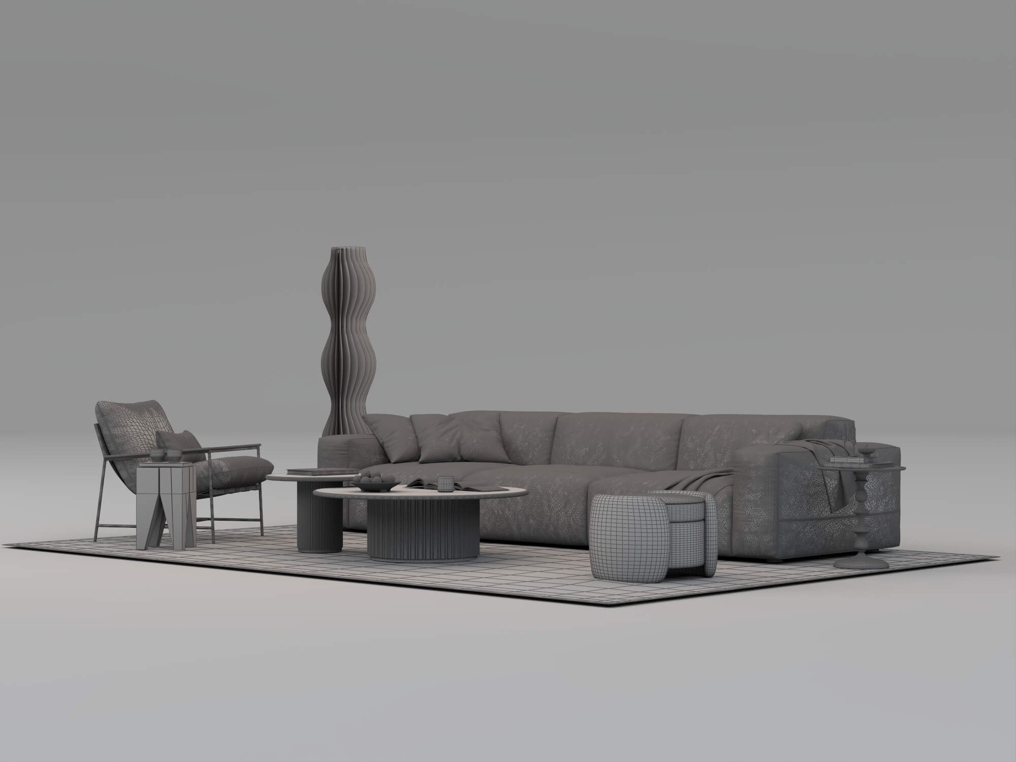 Modern Living Room Furniture Set 3D Model 3D Model