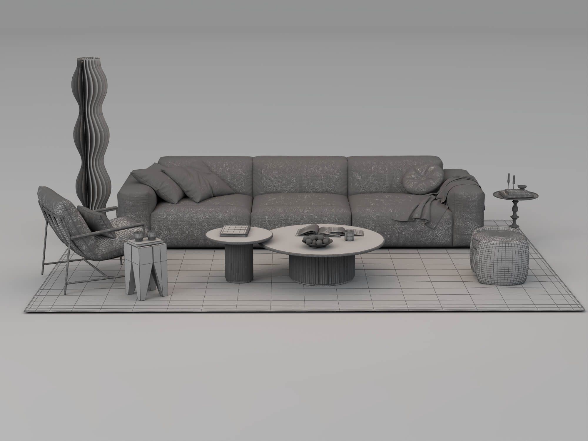 Modern Living Room Furniture Set 3D Model 3D Model