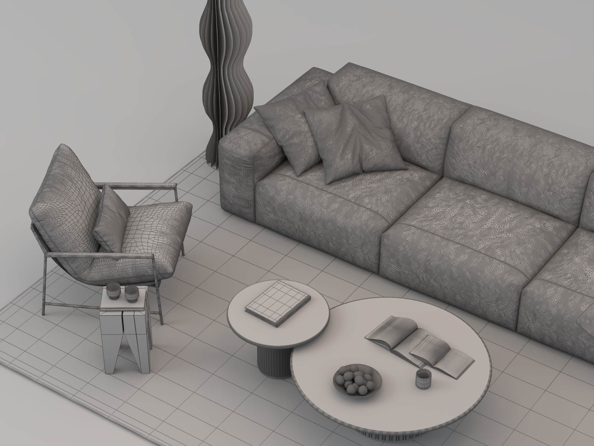 Modern Living Room Furniture Set 3D Model 3D Model