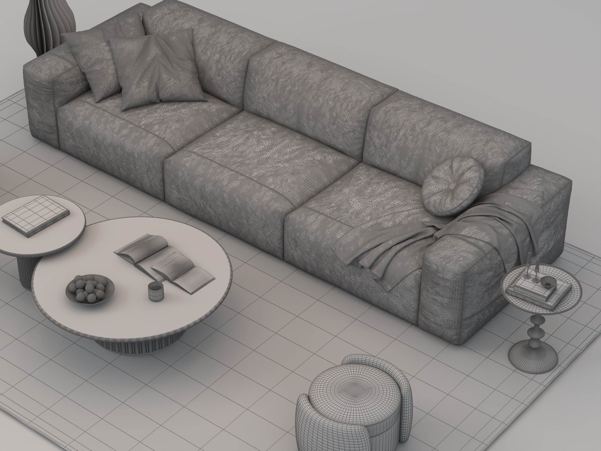 Modern Living Room Furniture Set 3D Model 3D Model
