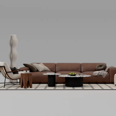 Modern Living Room Furniture Set 3D Model