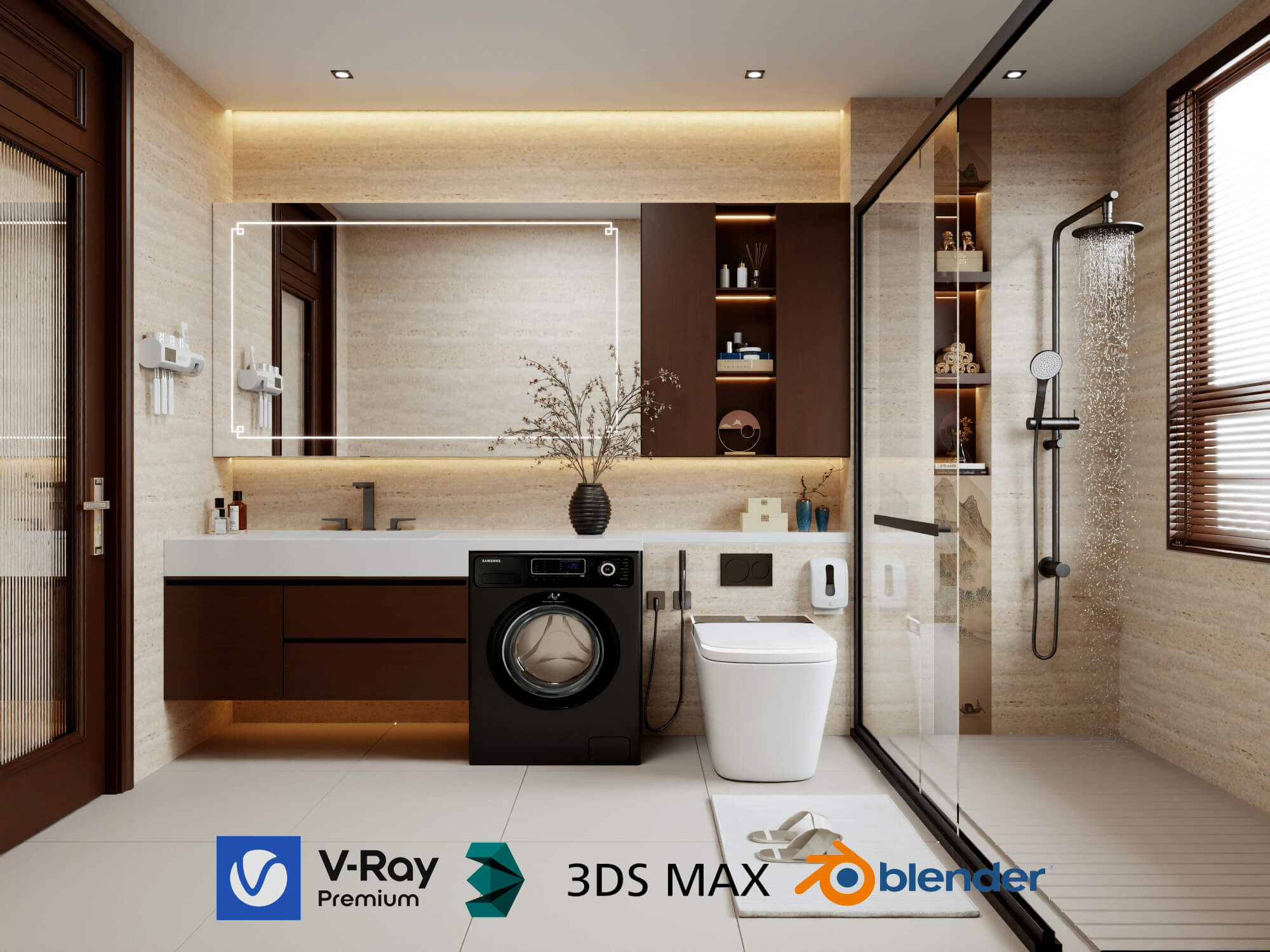 Modern Luxury Bathroom Interior 3D Model 3D Model