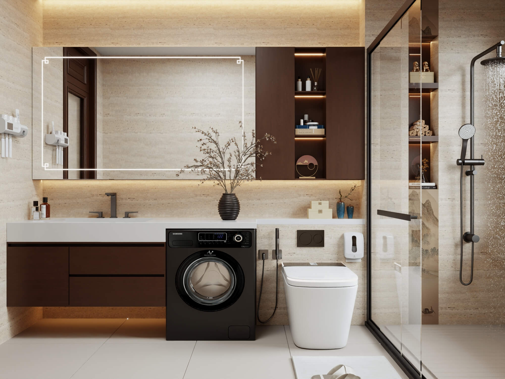 Modern Luxury Bathroom Interior 3D Model 3D Model