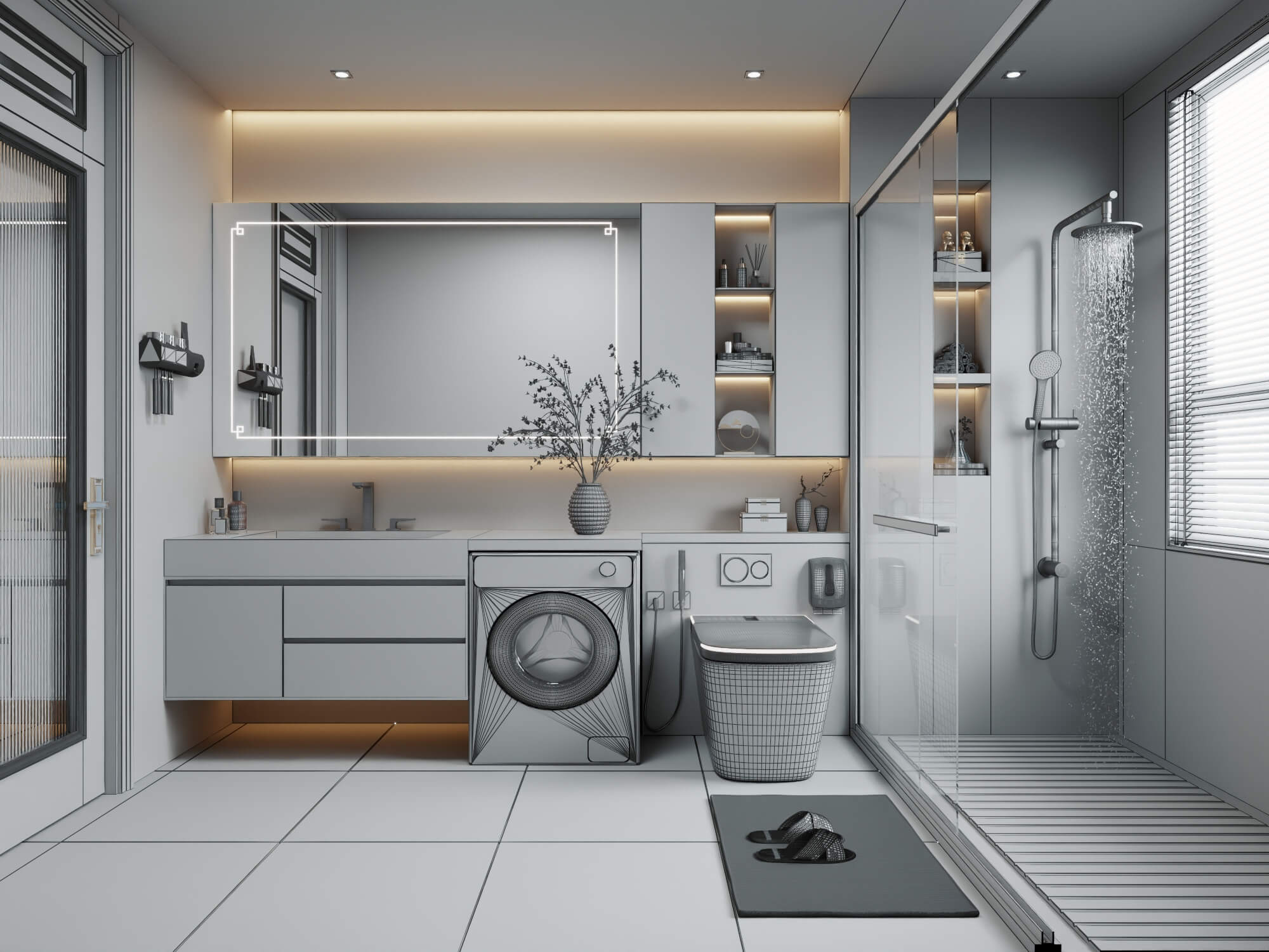 Modern Luxury Bathroom Interior 3D Model 3D Model
