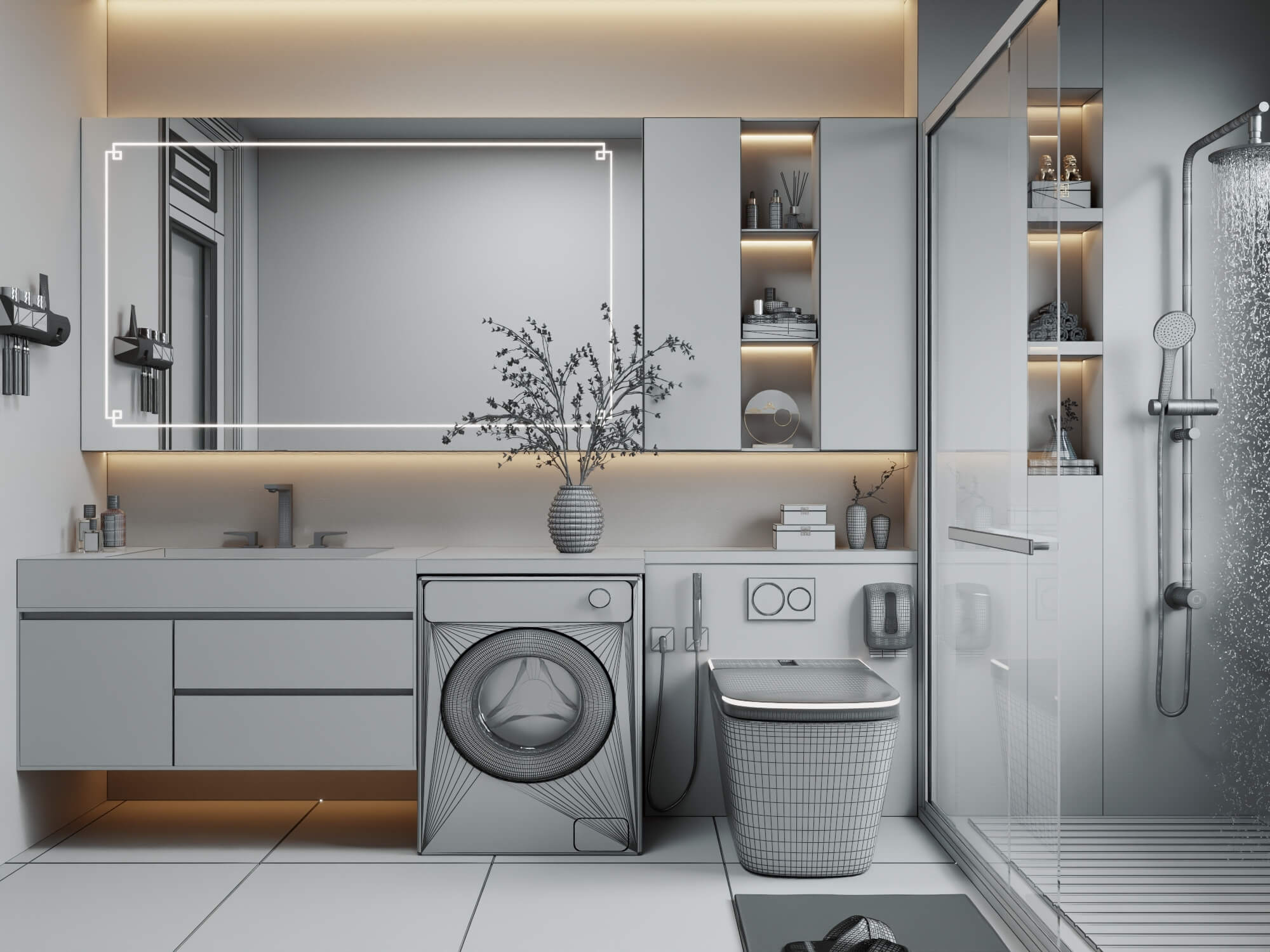 Modern Luxury Bathroom Interior 3D Model 3D Model