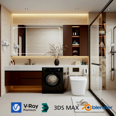 Modern Luxury Bathroom Interior 3D Model