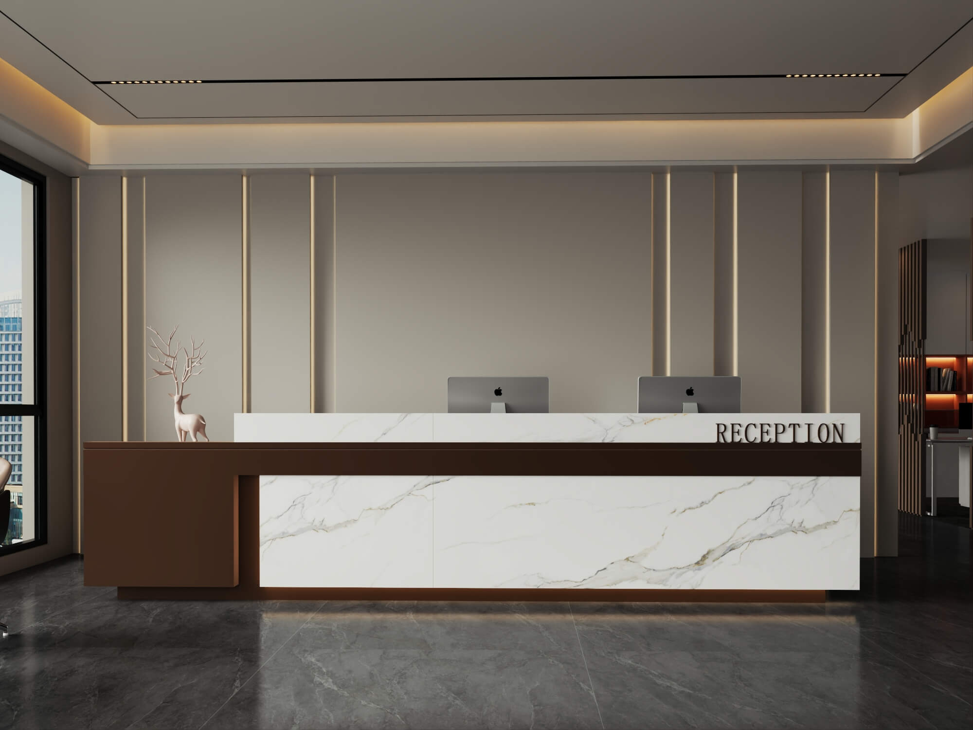 Modern Office Reception Interior Scene 3D Model