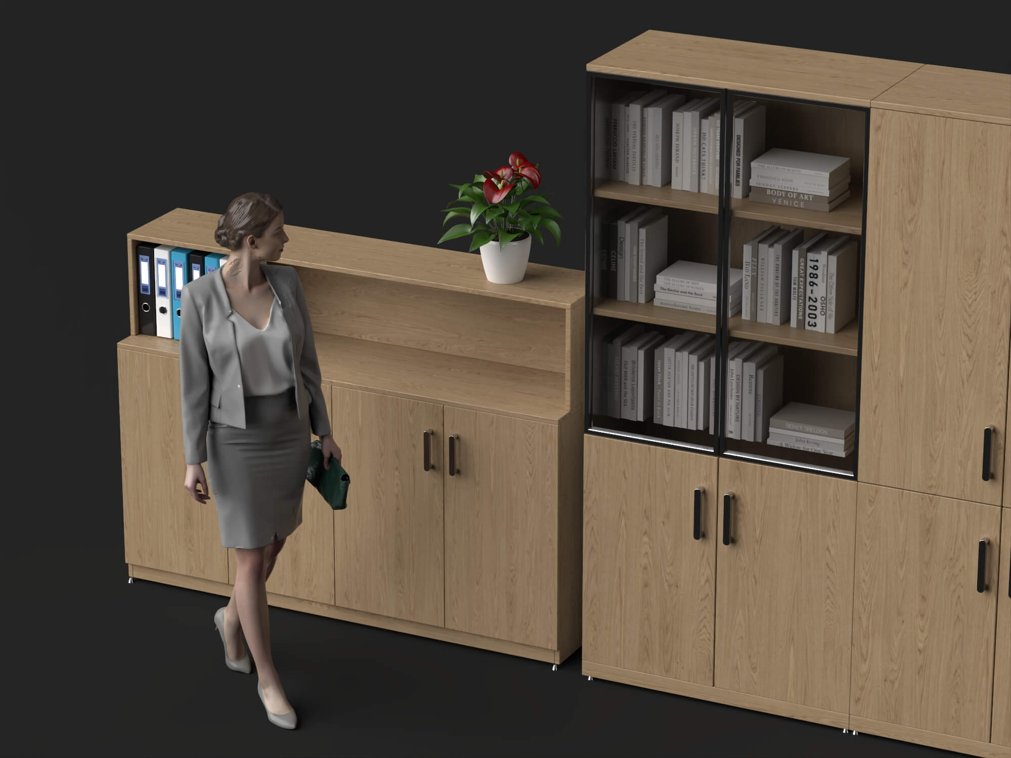 Modern Office Storage Cabinet Pack 3d Model 3D Model