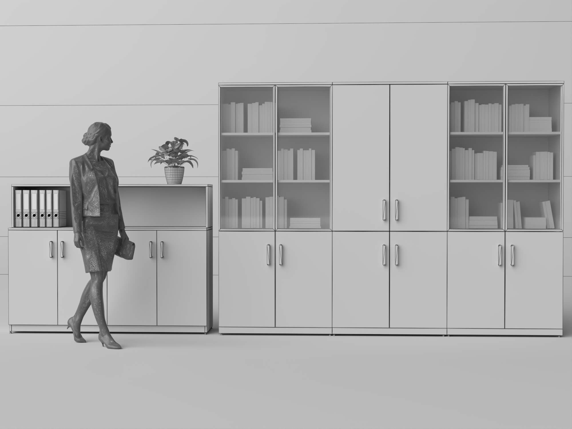 Modern Office Storage Cabinet Pack 3d Model 3D Model