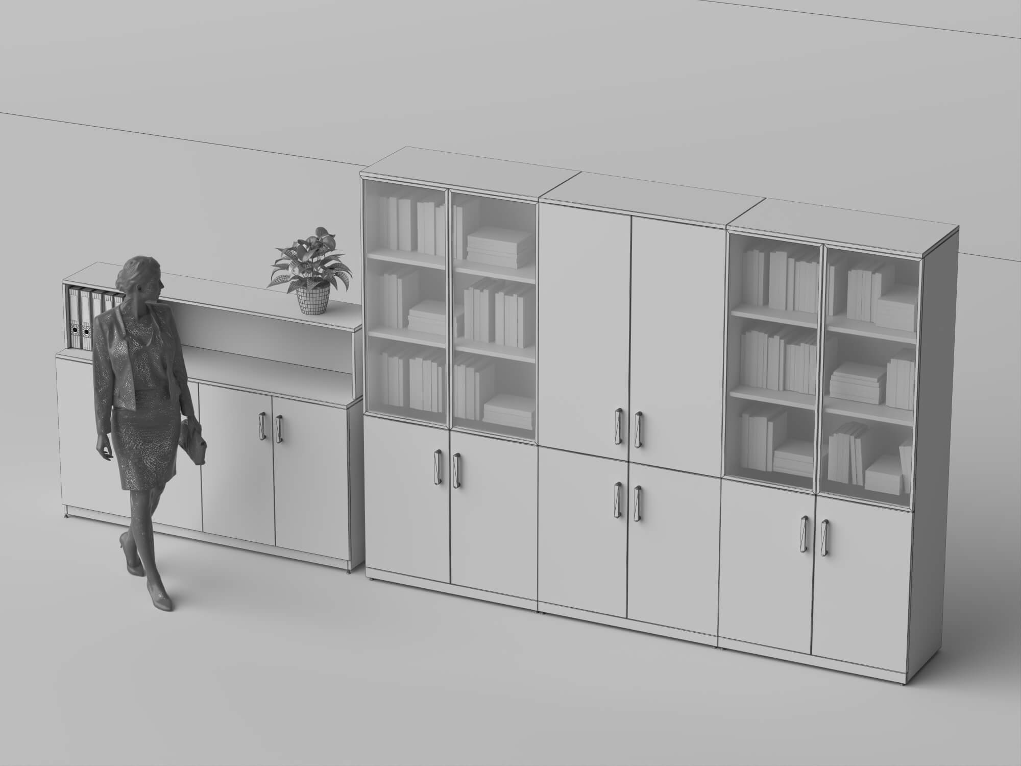 Modern Office Storage Cabinet Pack 3d Model 3D Model