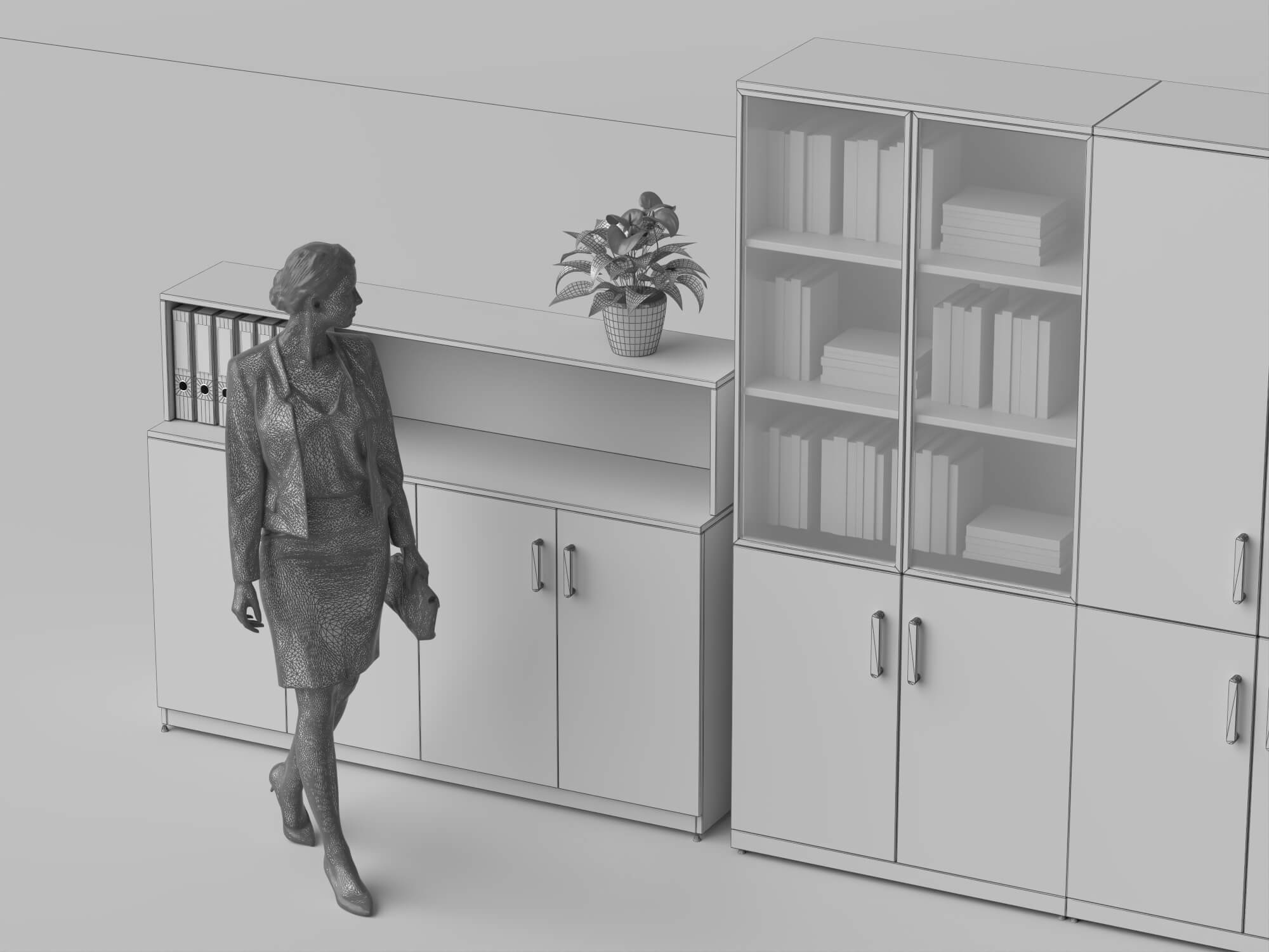 Modern Office Storage Cabinet Pack 3d Model 3D Model