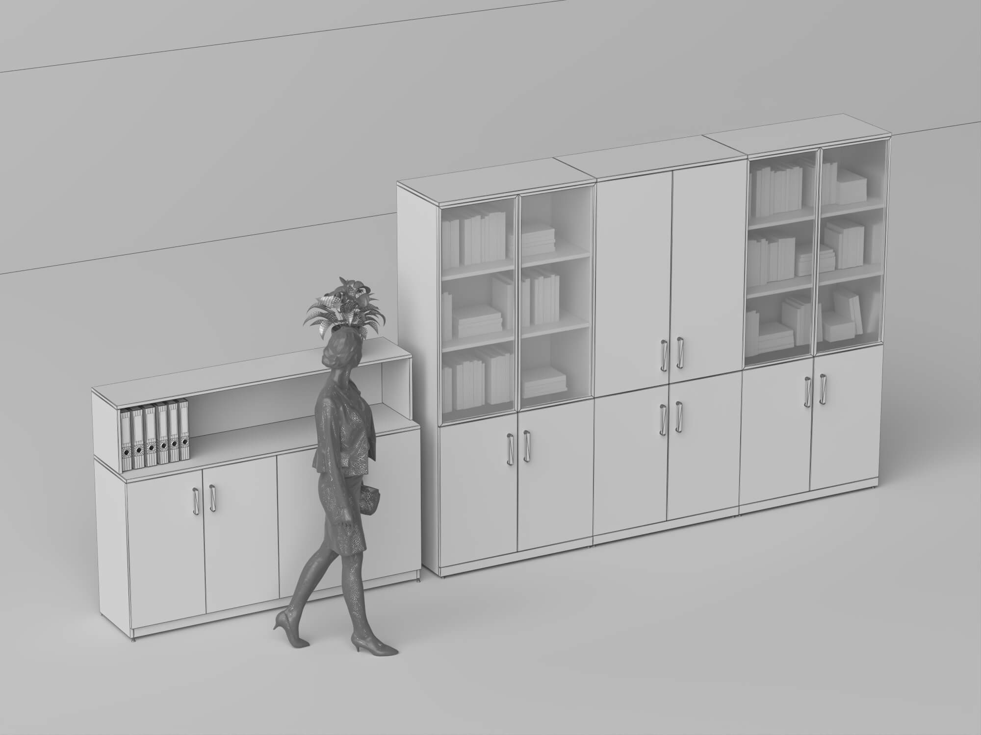 Modern Office Storage Cabinet Pack 3d Model 3D Model
