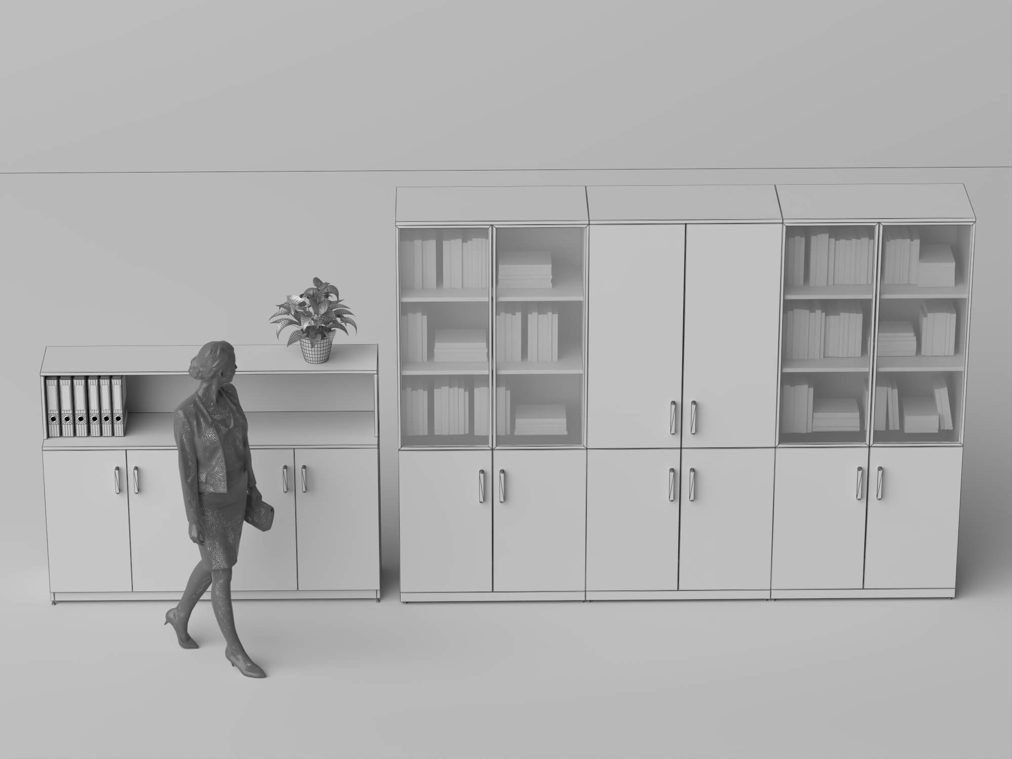 Modern Office Storage Cabinet Pack 3d Model 3D Model