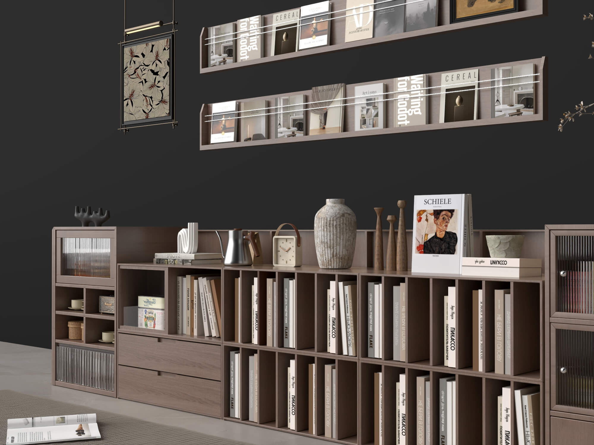 Modern Wooden Sideboard and Decor Set Lowpoly 3D Model 3D Model