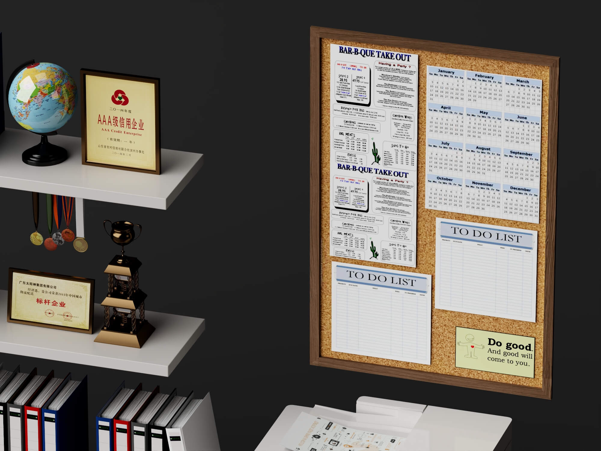 Office Cabinet And Trophy Decor Set Lowpoly 3D Model 3D Model