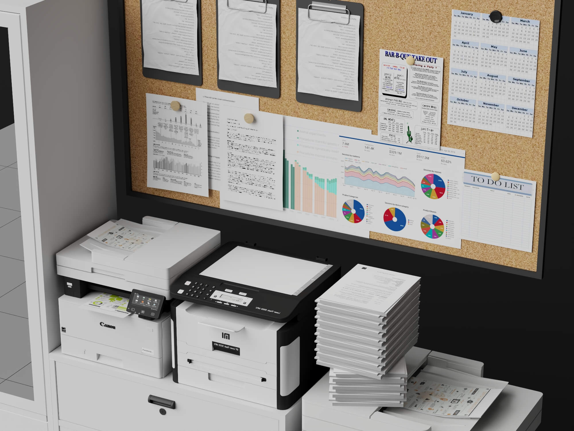 Office Document Storage Station Low Poly 3D Model 3D Model