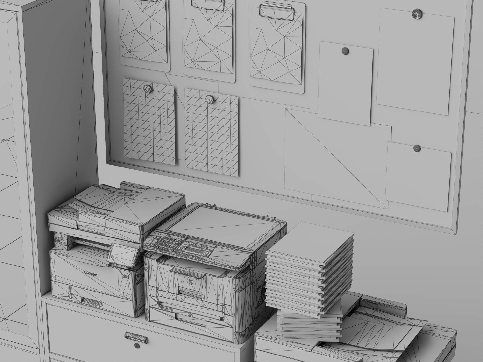 Office Document Storage Station Low Poly 3D Model 3D Model