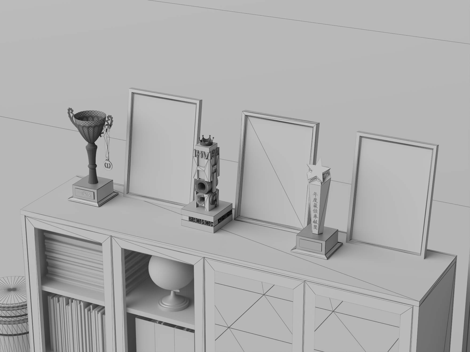Office Document Storage Station Low Poly 3D Model 3D Model