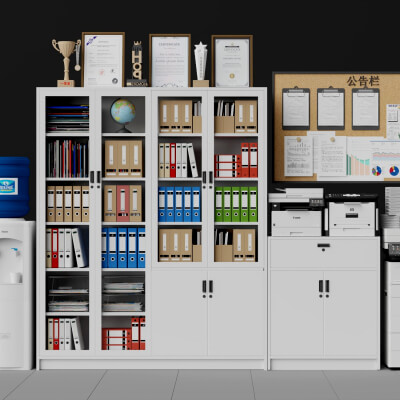 Office Document Storage Station Low Poly 3D Model