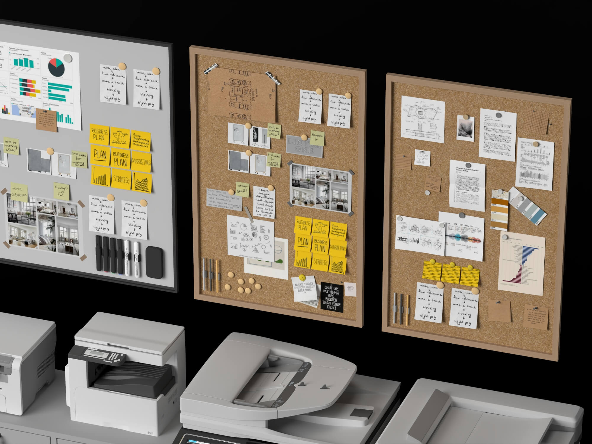 Office Filing Cabinet and Printer Lowpoly 3D Model 3D Model