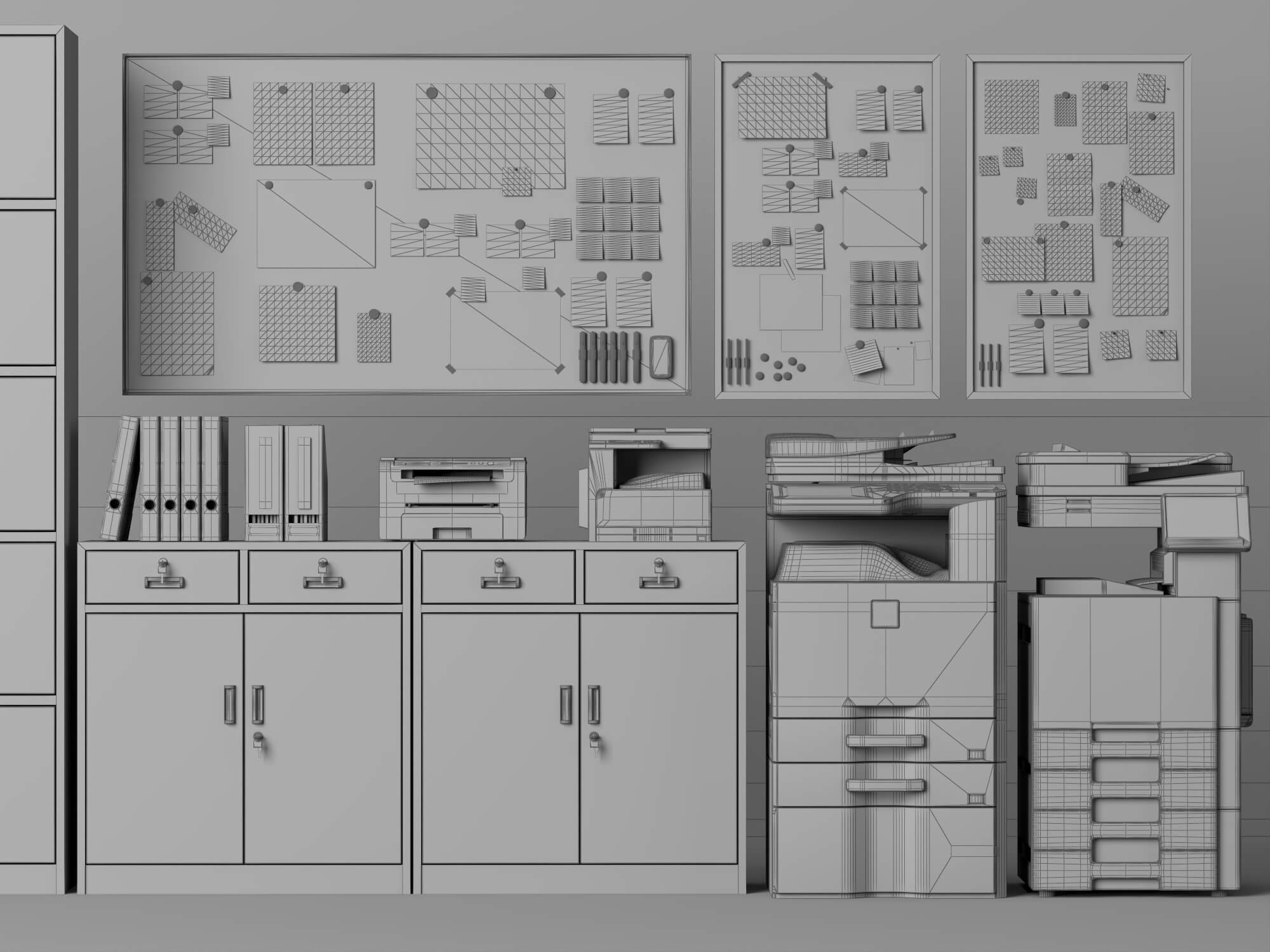 Office Filing Cabinet and Printer Lowpoly 3D Model 3D Model