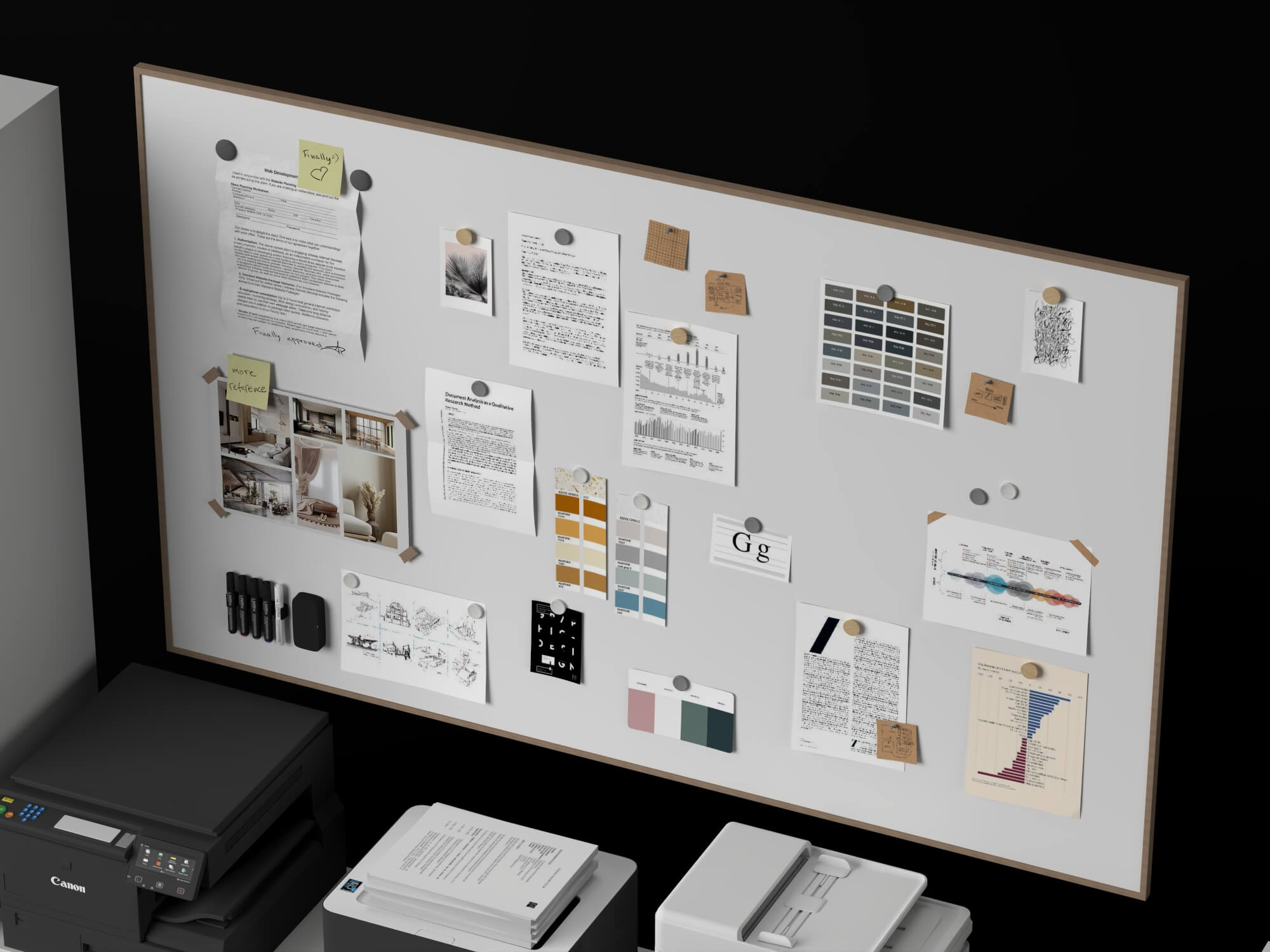 Office Filing Cabinet and Stationery Set Lowpoly 3D Model 3D Model