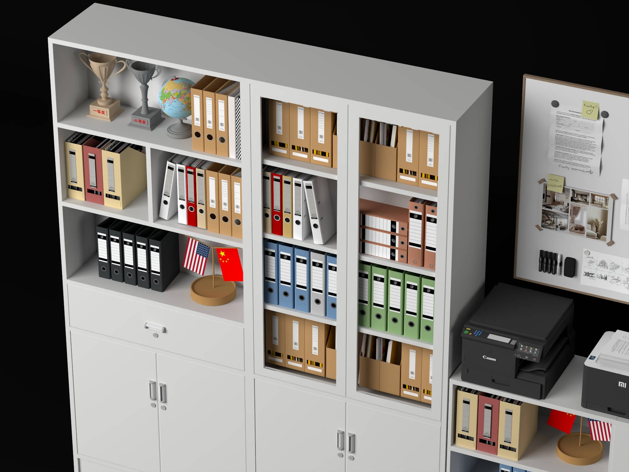 Office Filing Cabinet and Stationery Set Lowpoly 3D Model 3D Model