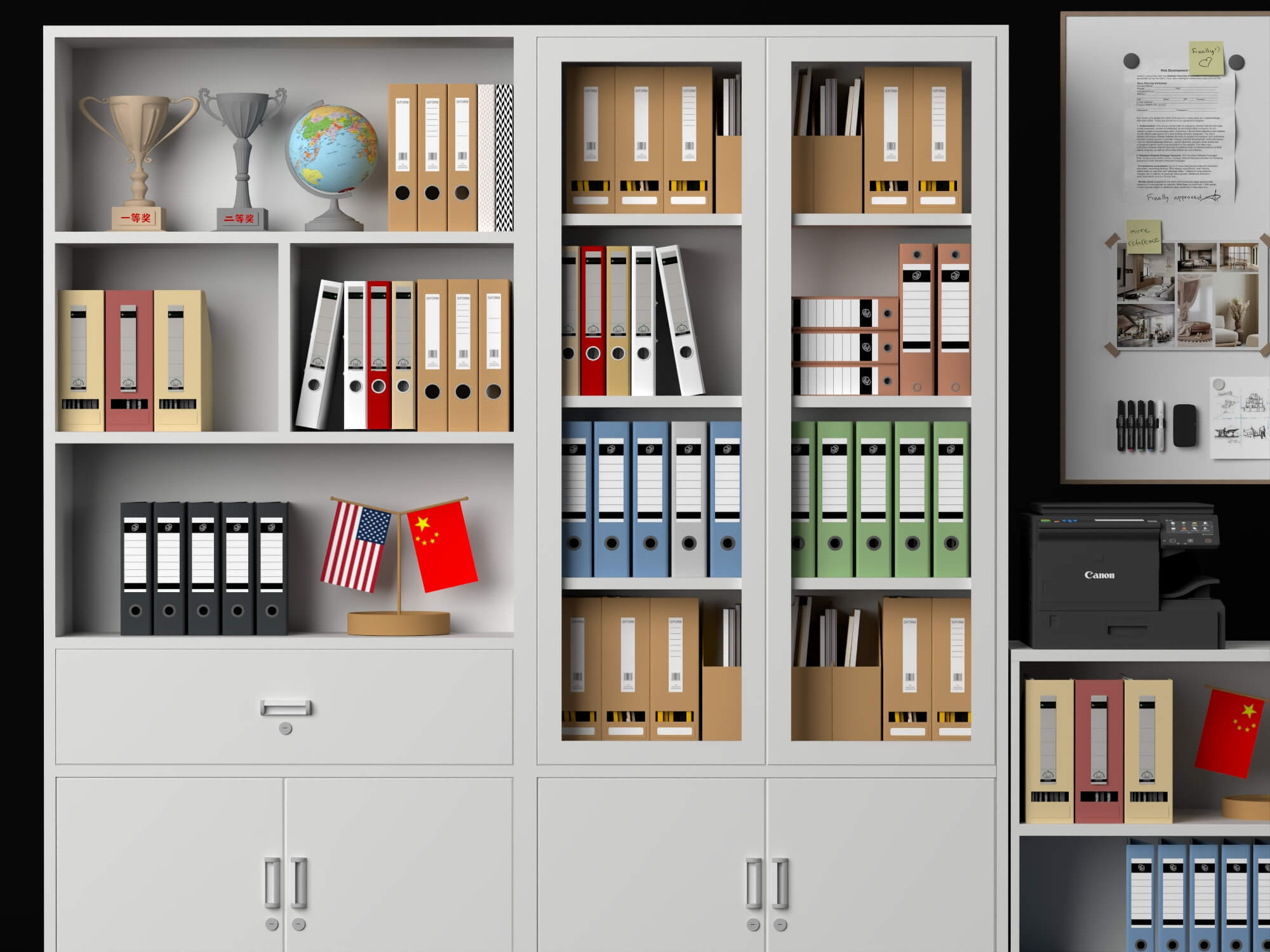 Office Filing Cabinet and Stationery Set Lowpoly 3D Model 3D Model