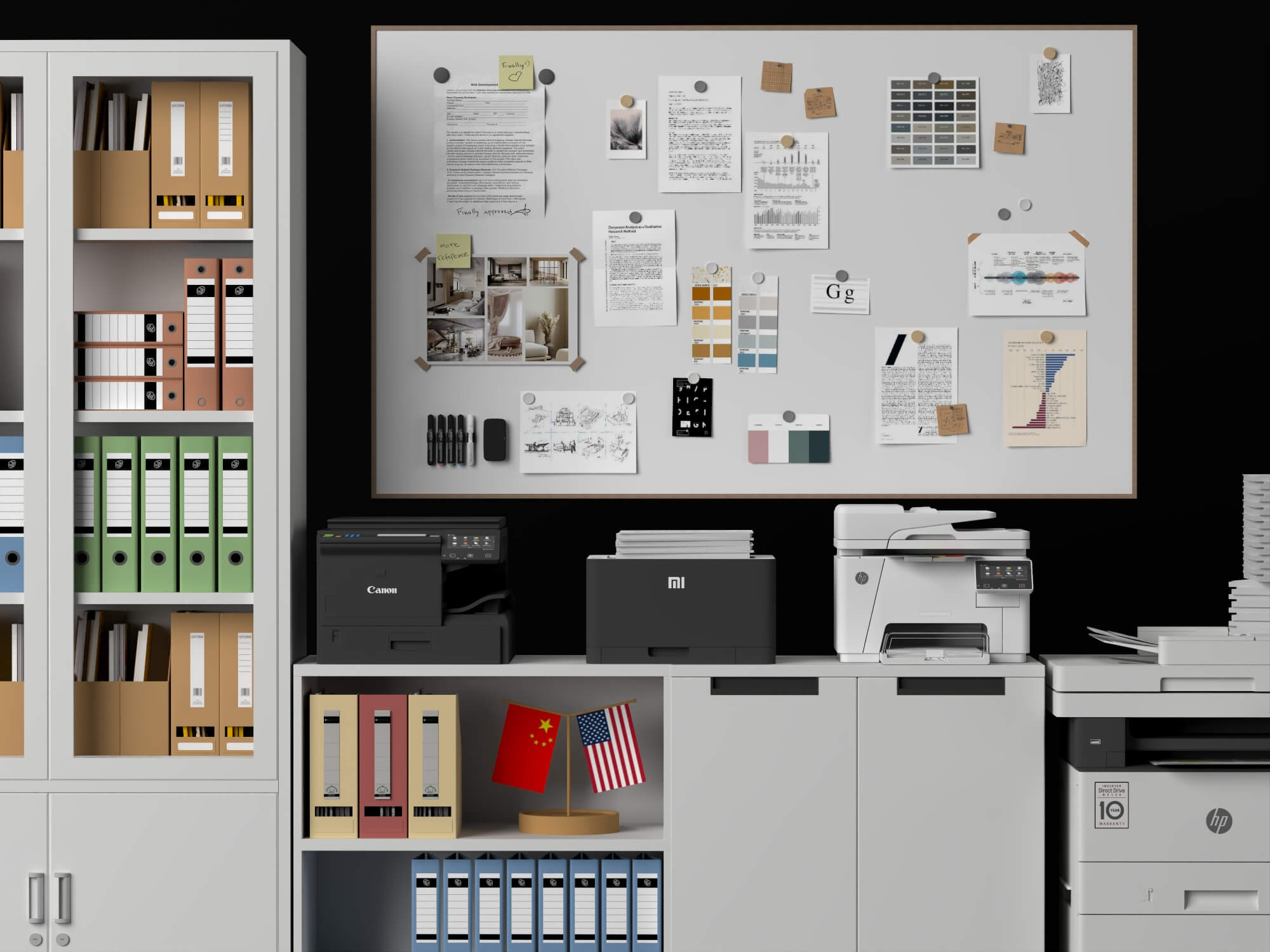 Office Filing Cabinet and Stationery Set Lowpoly 3D Model 3D Model