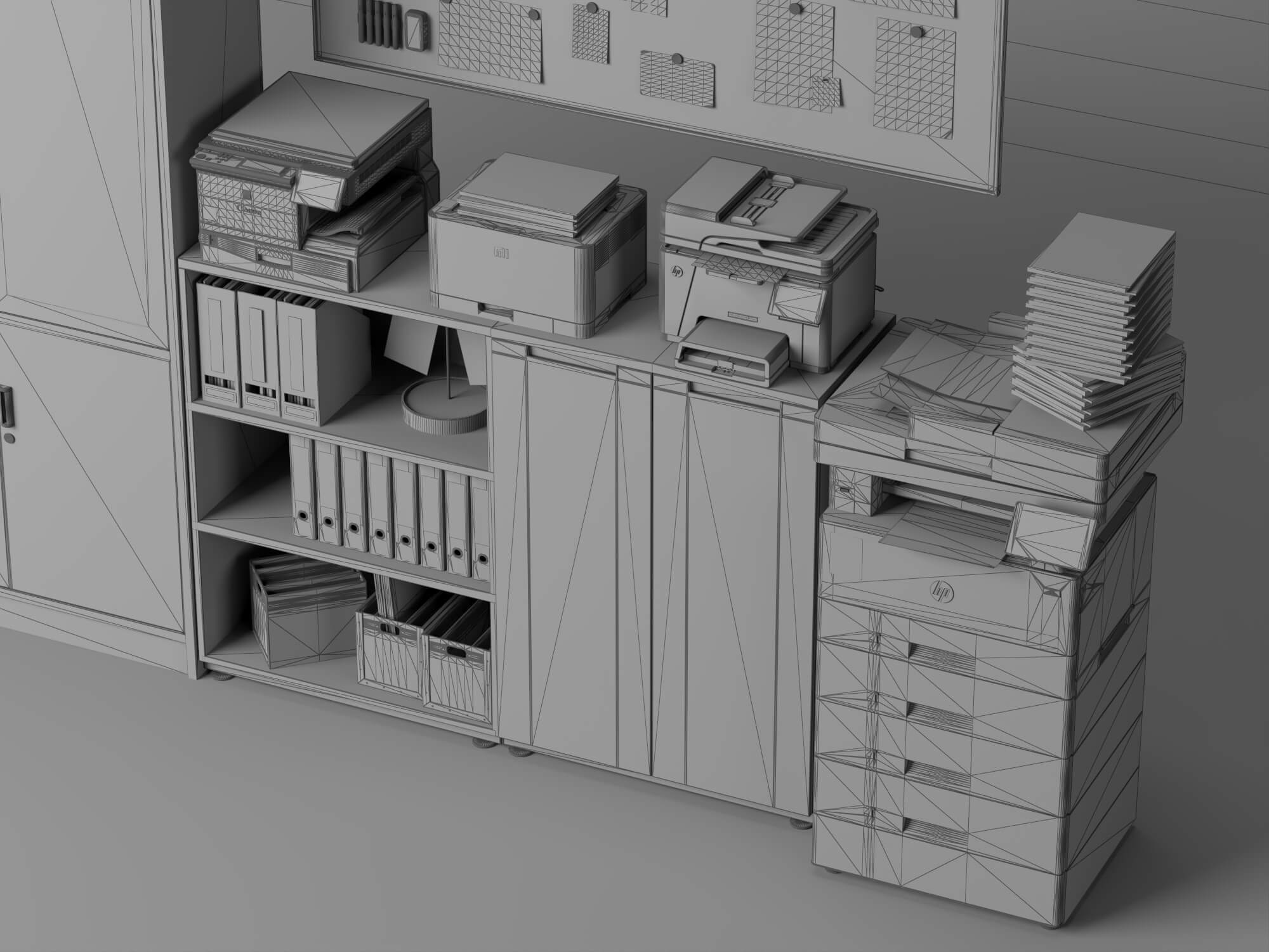 Office Filing Cabinet and Stationery Set Lowpoly 3D Model 3D Model