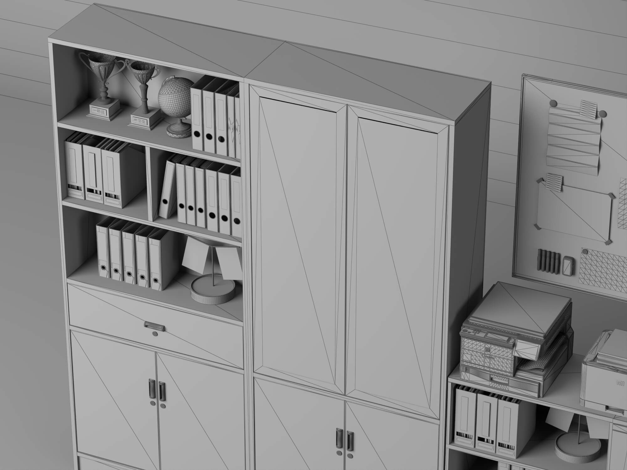Office Filing Cabinet and Stationery Set Lowpoly 3D Model 3D Model