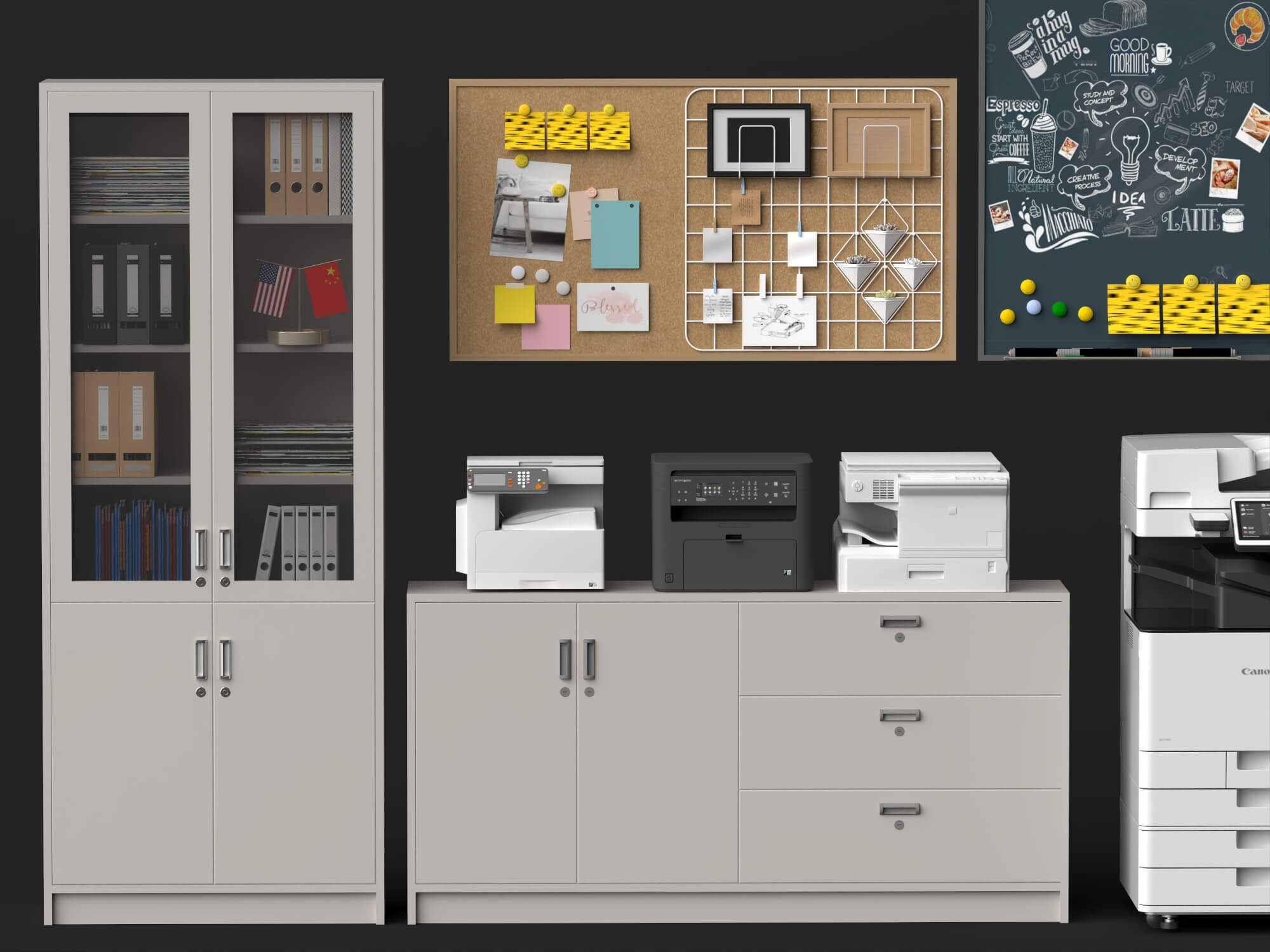 Office Printer and Storage Cabinet Lowpoly 3D Model 3D Model
