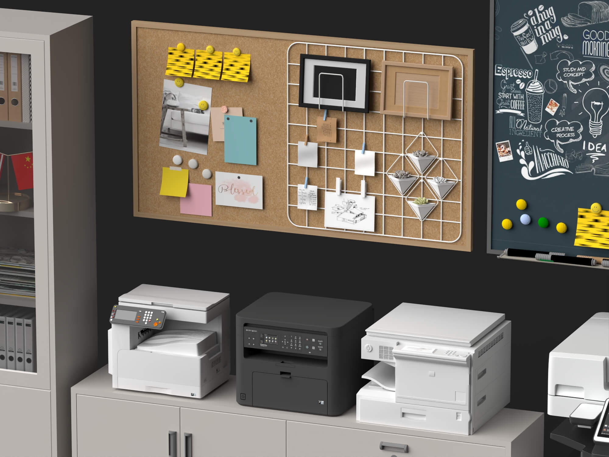 Office Printer and Storage Cabinet Lowpoly 3D Model 3D Model