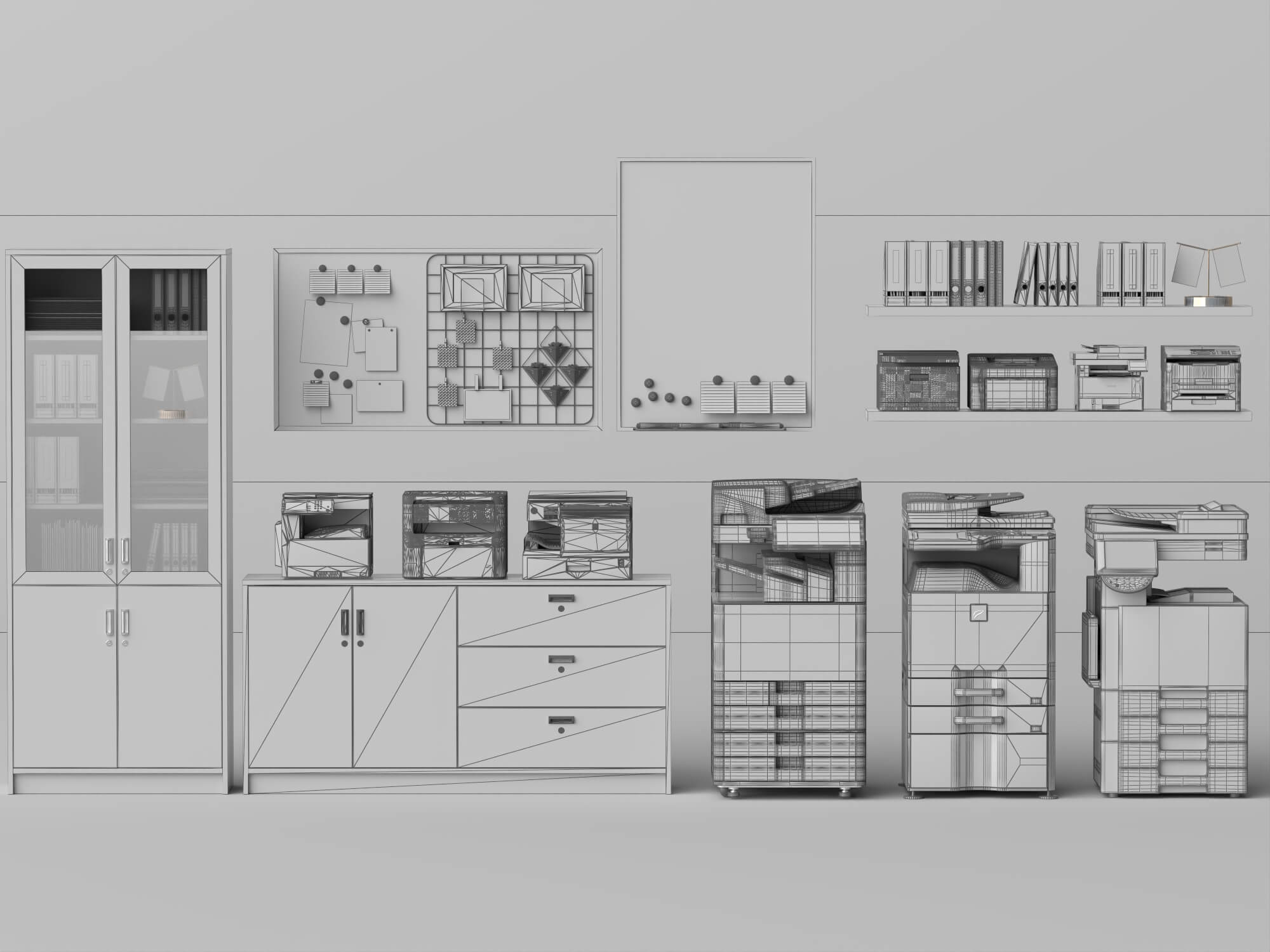Office Printer and Storage Cabinet Lowpoly 3D Model 3D Model