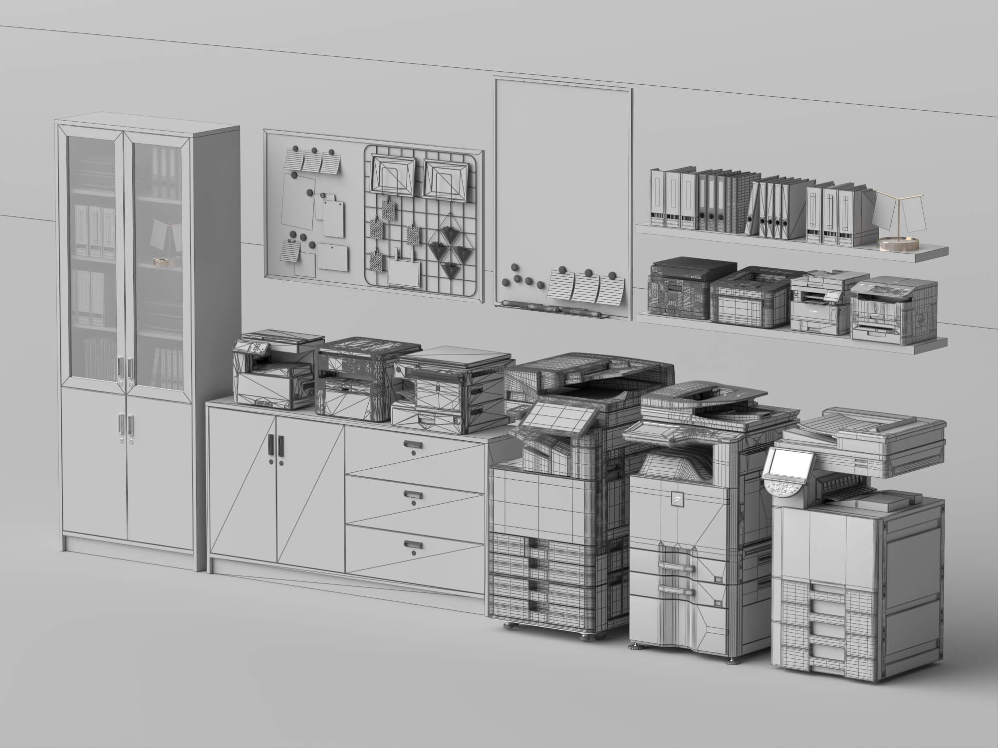 Office Printer and Storage Cabinet Lowpoly 3D Model 3D Model