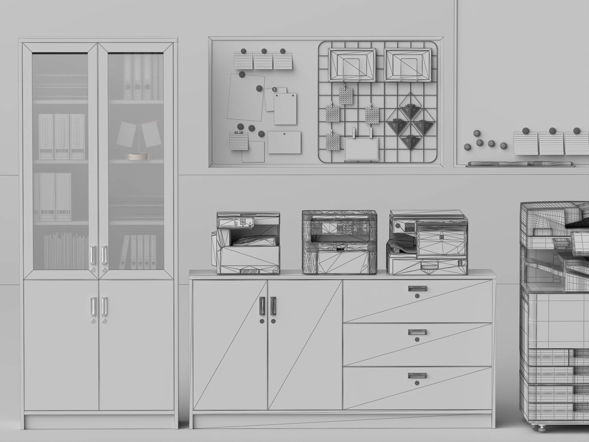 Office Printer and Storage Cabinet Lowpoly 3D Model 3D Model
