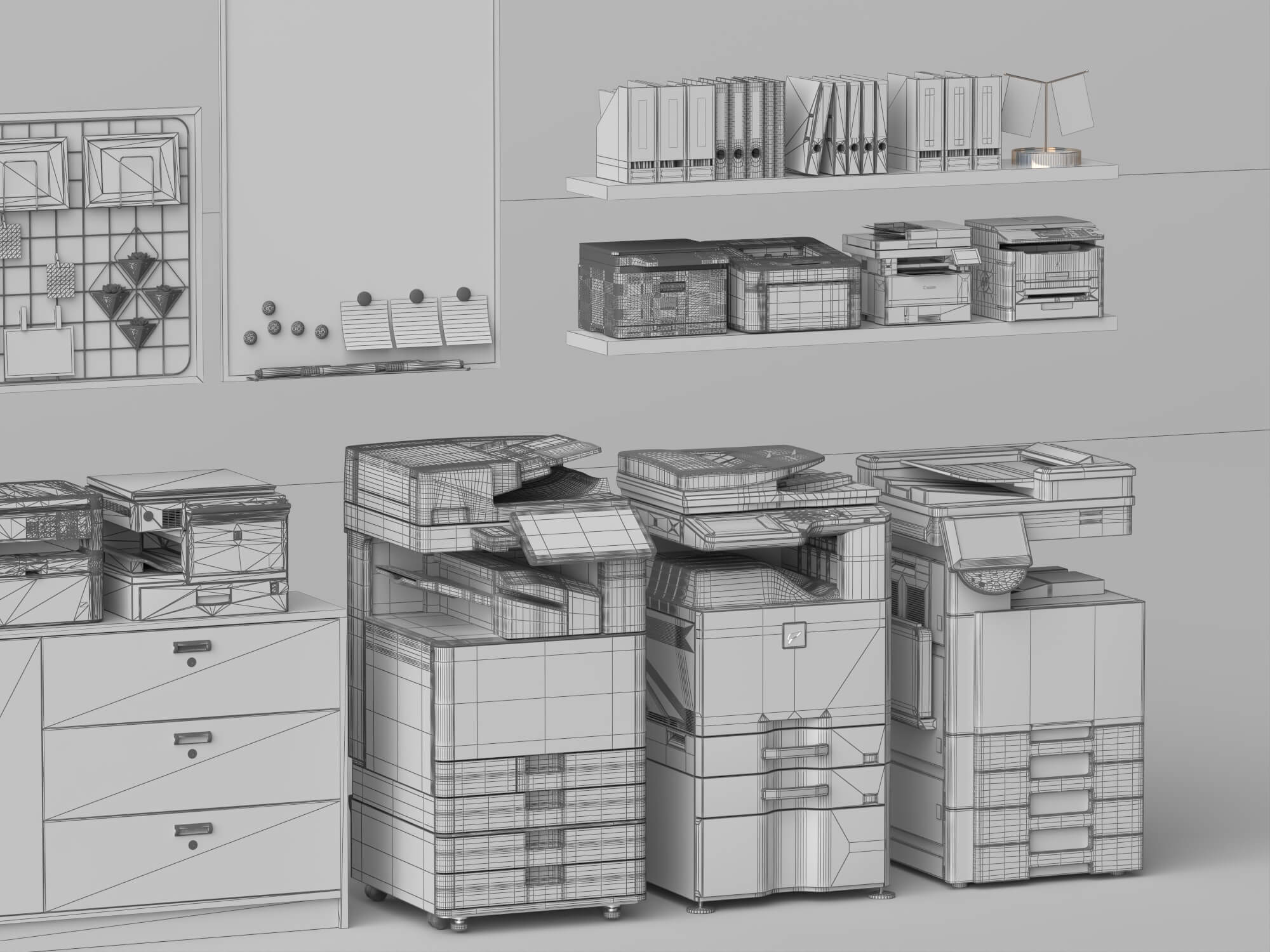 Office Printer and Storage Cabinet Lowpoly 3D Model 3D Model