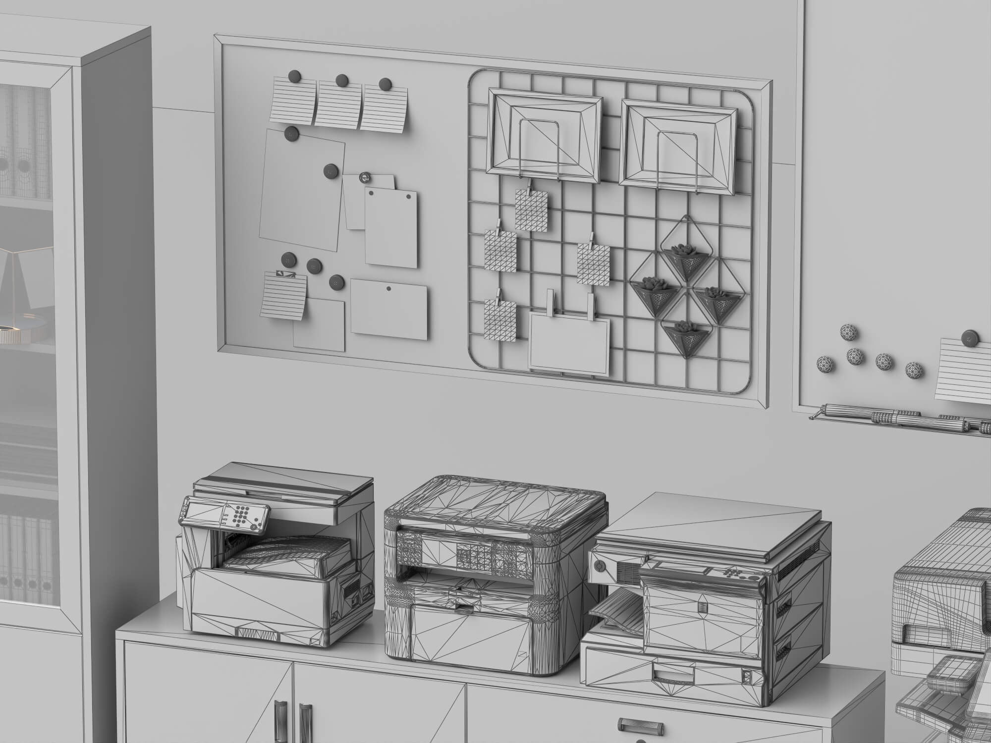 Office Printer and Storage Cabinet Lowpoly 3D Model 3D Model