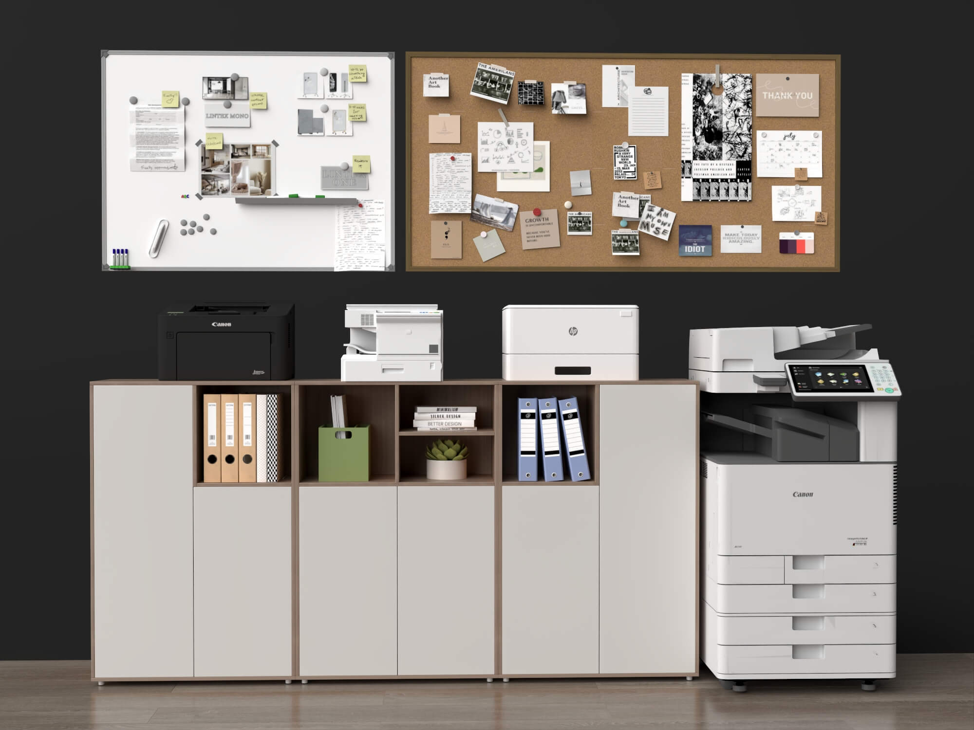 Office Sideboard and Printer Set Lowpoly 3D Model 3D Model