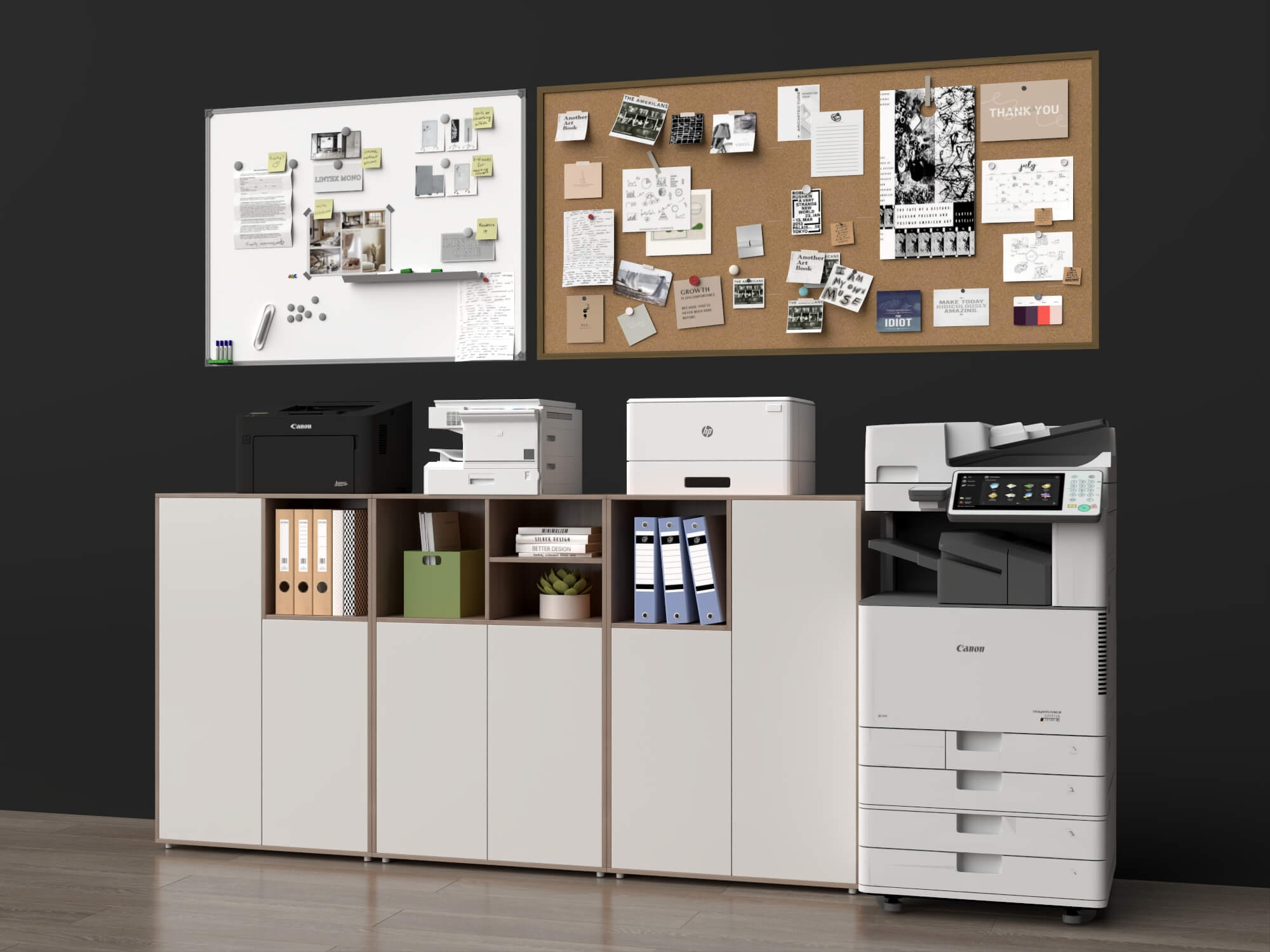 Office Sideboard and Printer Set Lowpoly 3D Model 3D Model
