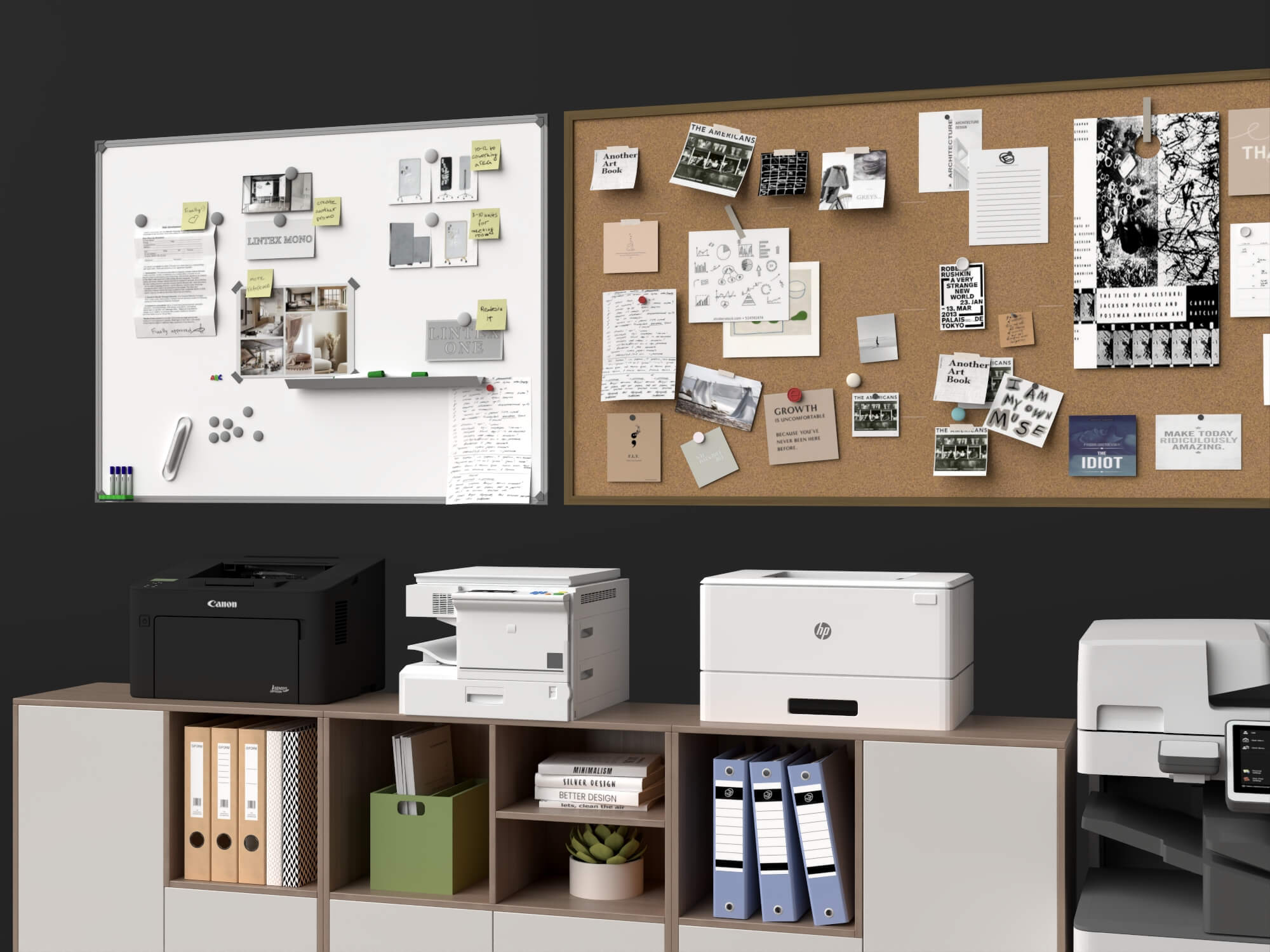 Office Sideboard and Printer Set Lowpoly 3D Model 3D Model