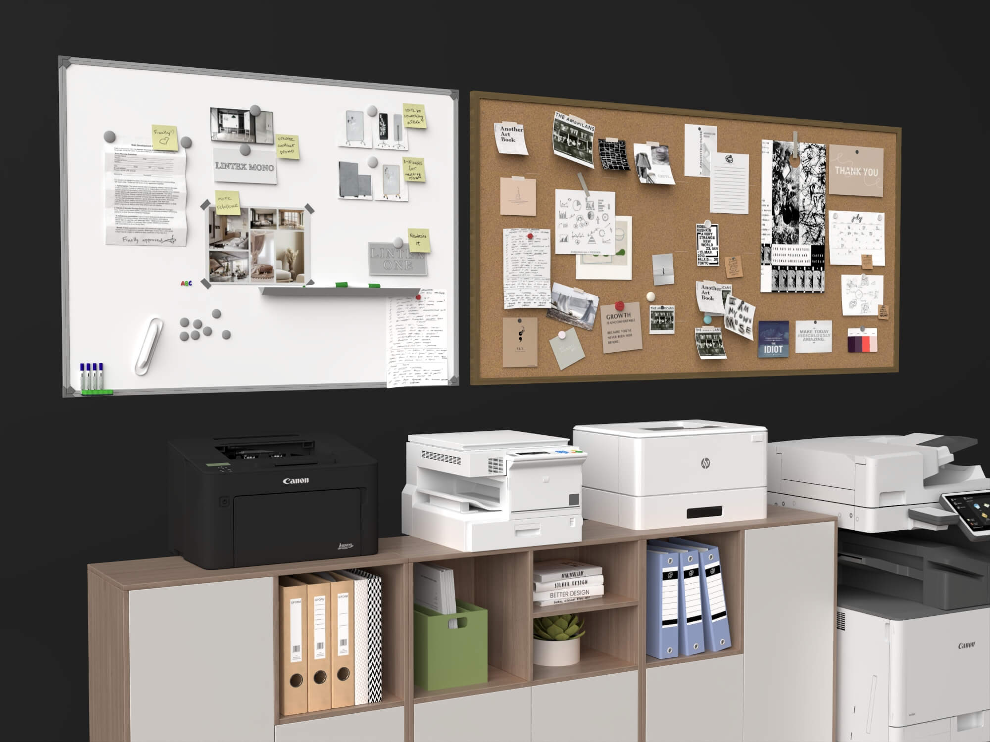 Office Sideboard and Printer Set Lowpoly 3D Model 3D Model